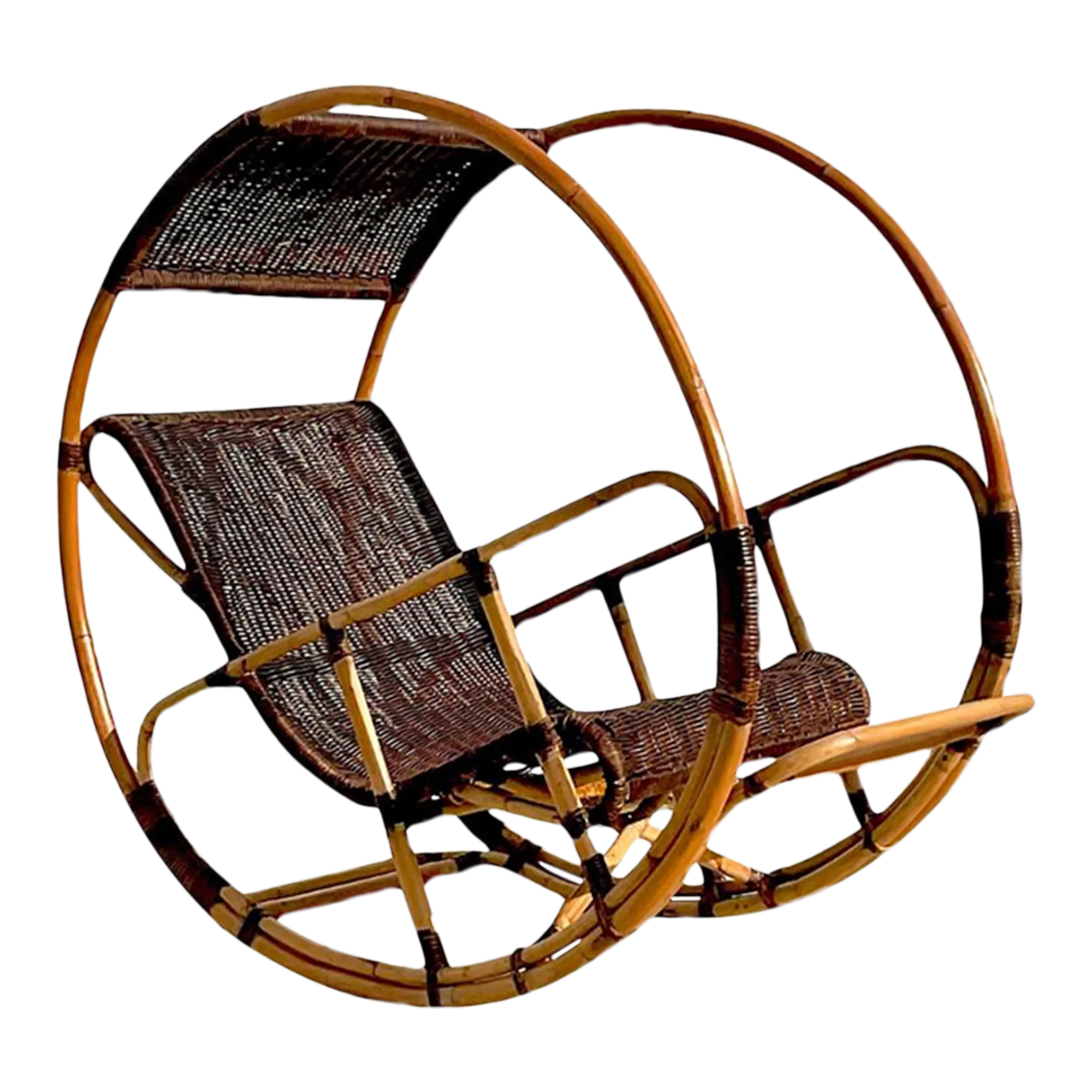 Late 20th Century Vintage Coastal Italian Wrapped Rattan After