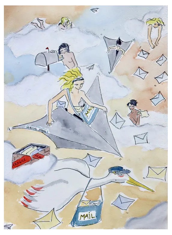 Gabrielle Rul, Mail Express, 2021, Watercolor | Chairish