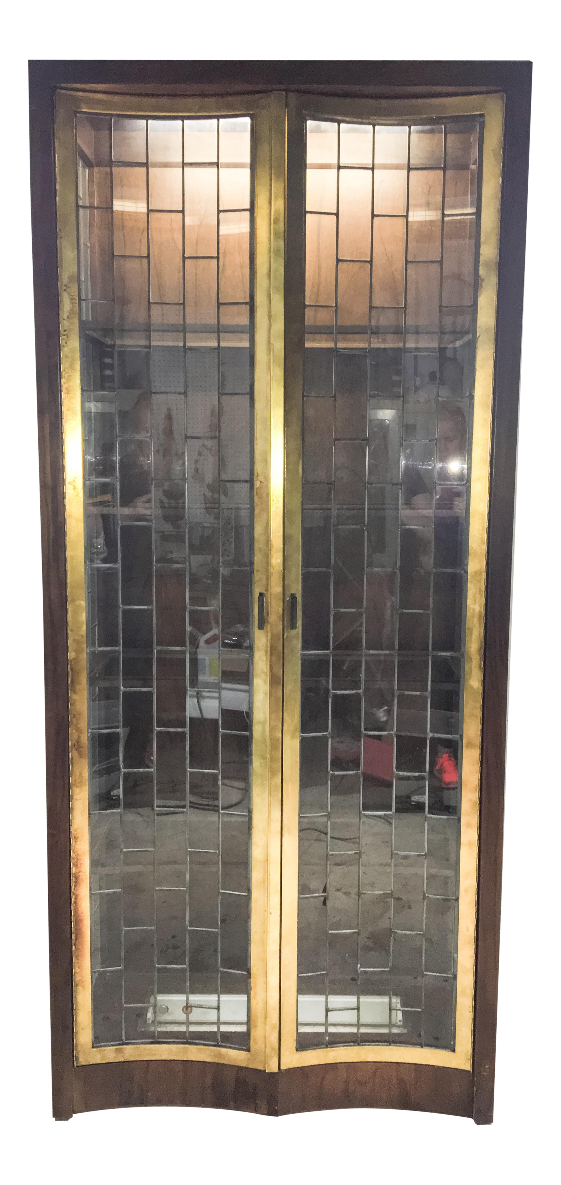 Heritage MidCentury Modern Brass & Lead Glass Chairish