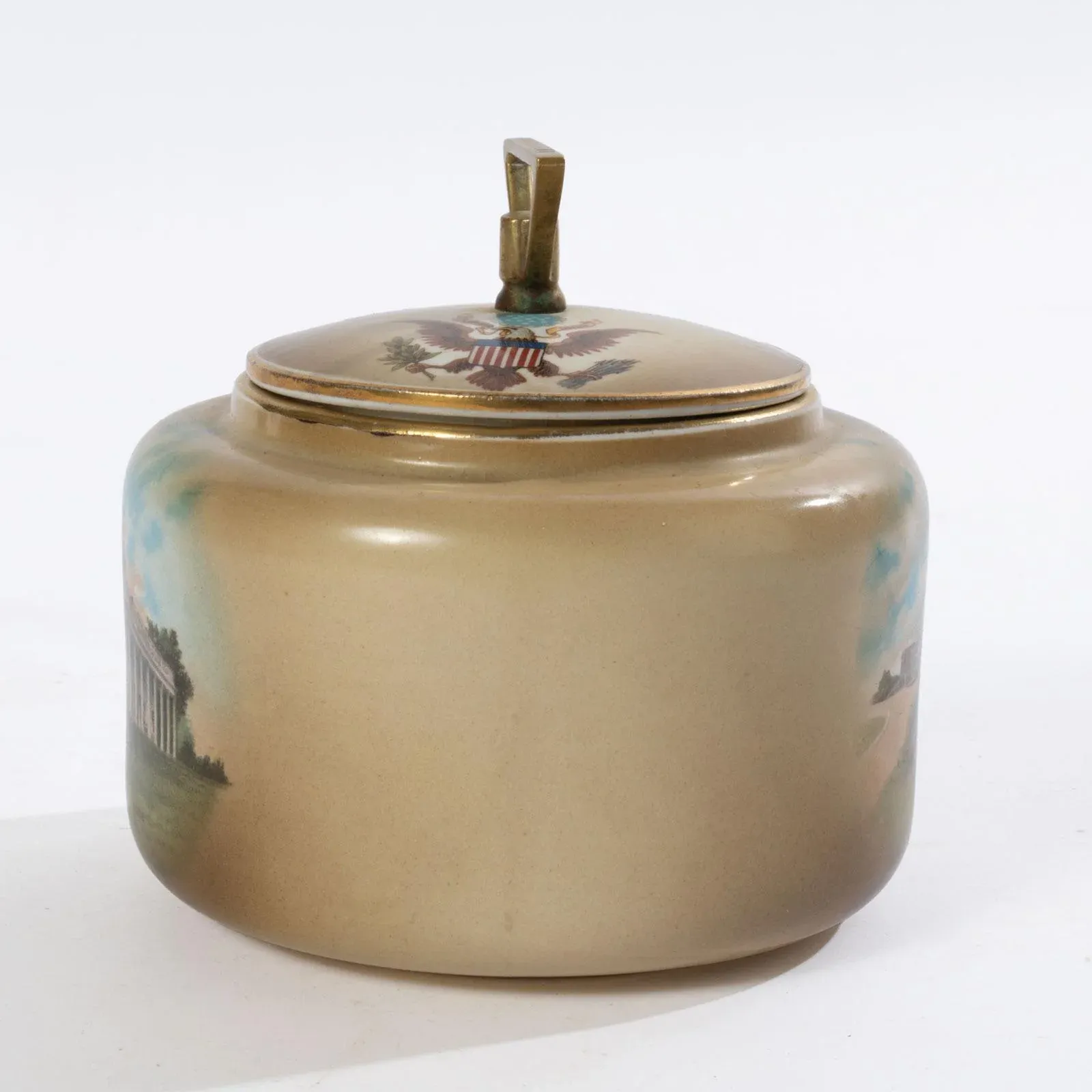 Early 20th Century Tobacco Humidor Jar With Scene of Mount Vernon and the  Capital