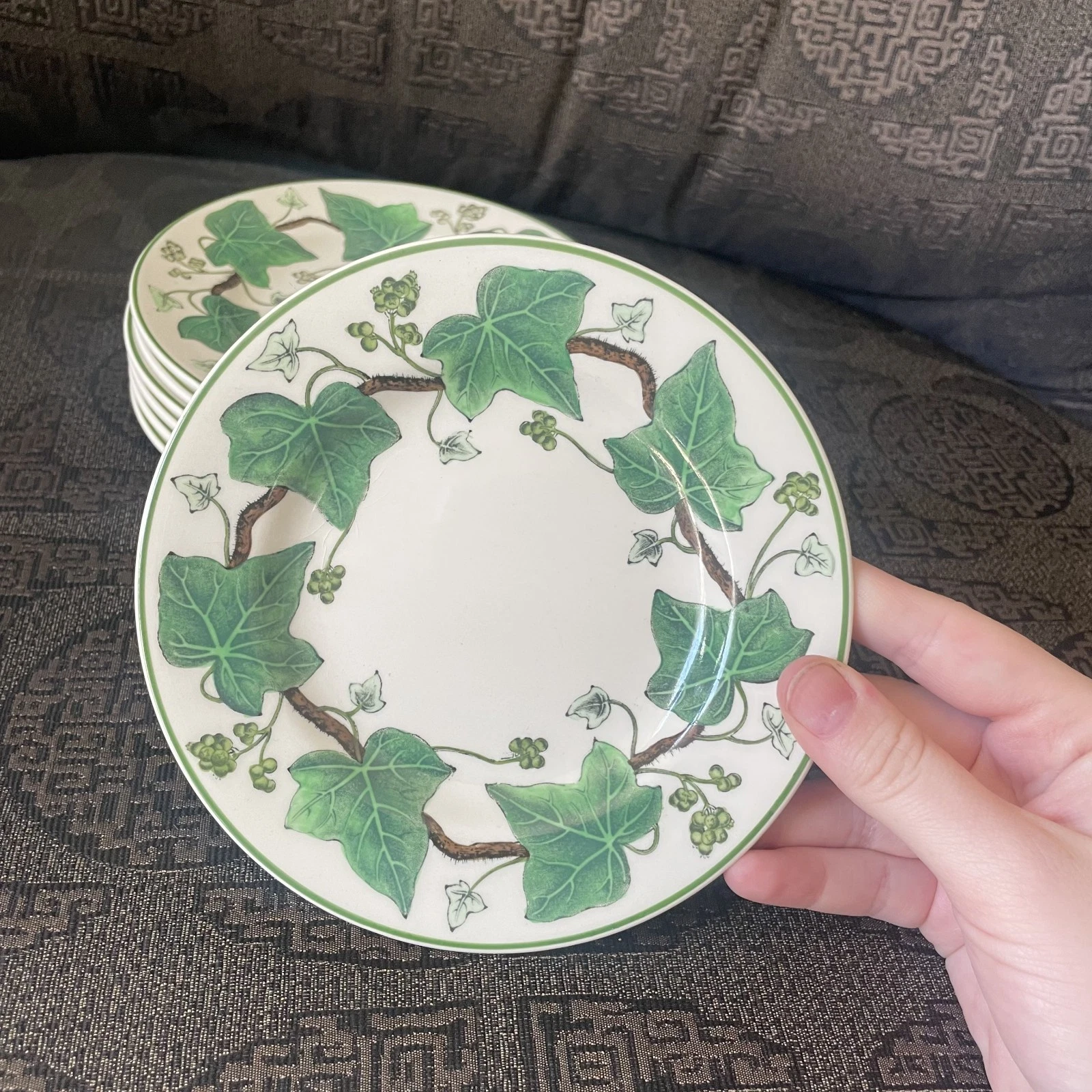 1940s Wedgewood Napoleon Ivy Set of 7 Small Plates | Chairish