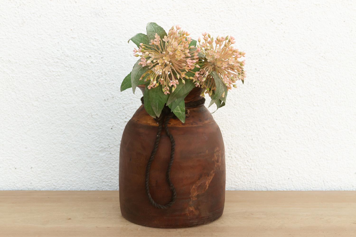 Heavy Rustic Wood Milk Pot