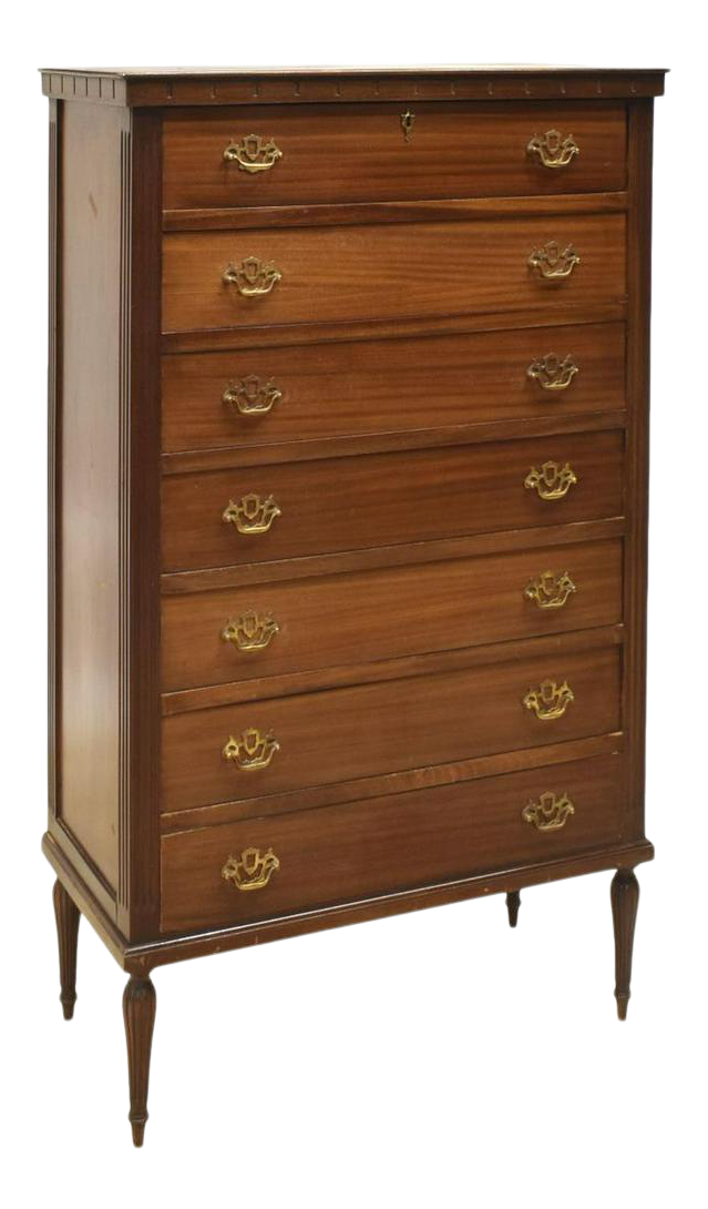 Vintage Mahogany Bachelor's Tall Chest of Drawers Chairish