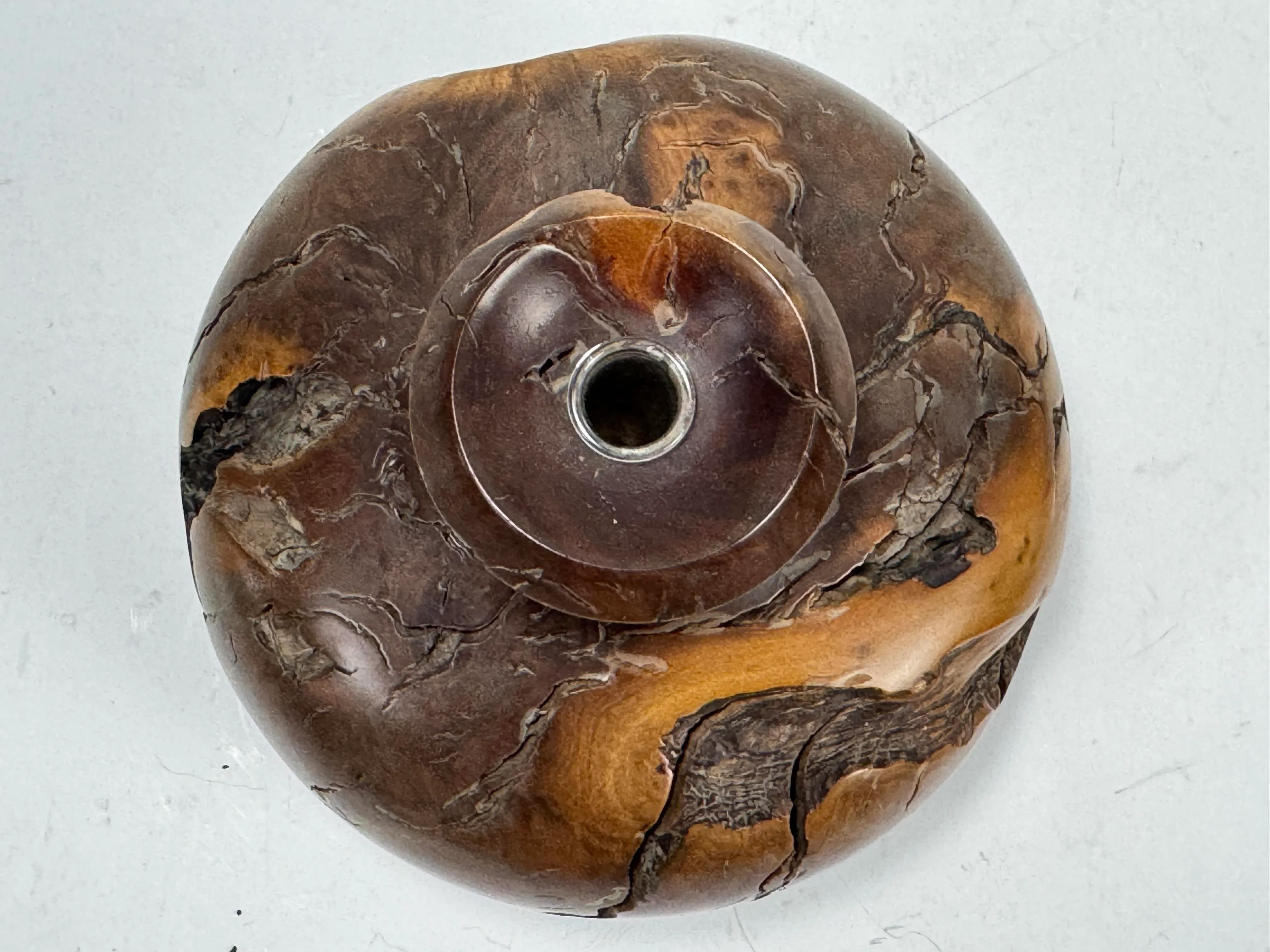 Mid Century Modern Hand Crafted Rustic Burl Wood Bud Vase.