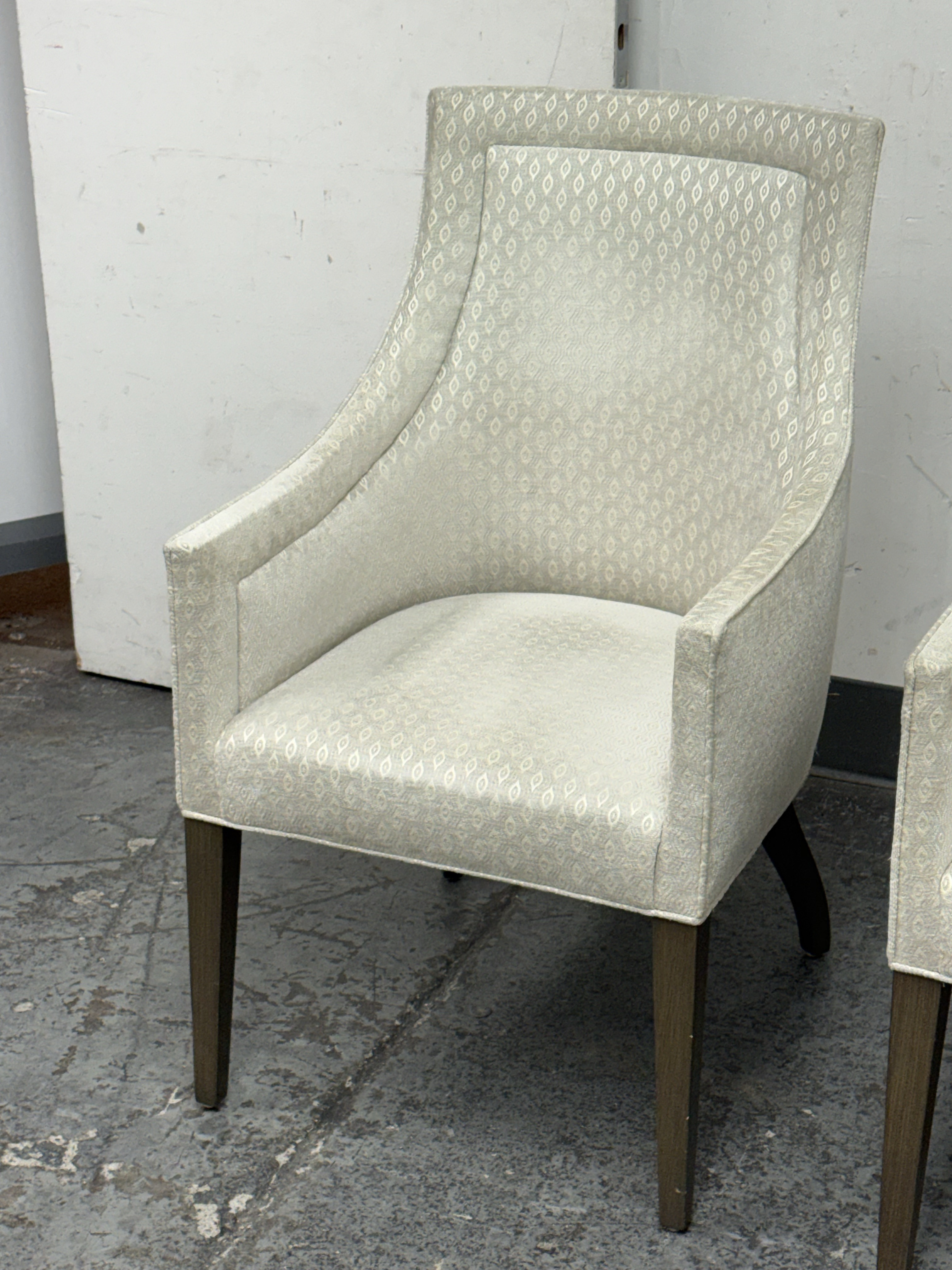 Custom Design Slope Arm Chairs, Pair