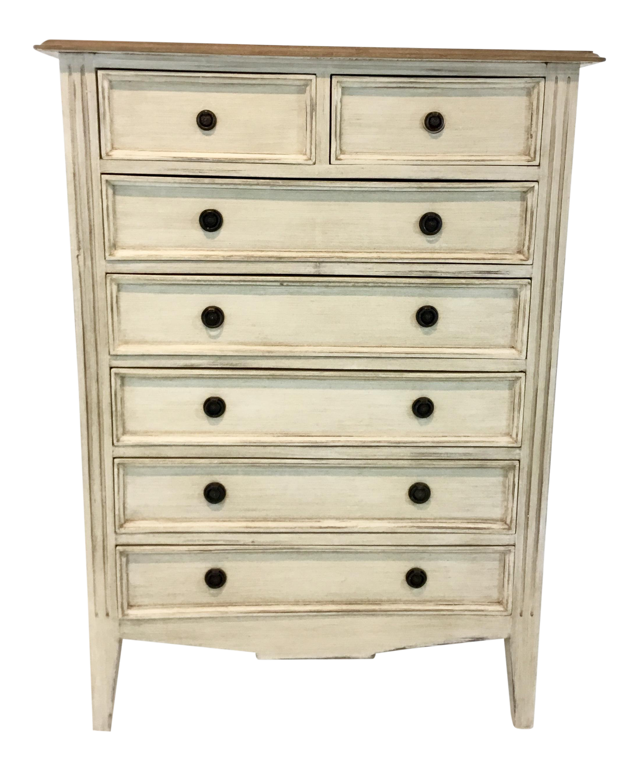 Seven Drawer Light Gray And Cream Chest Of Drawers Chairish
