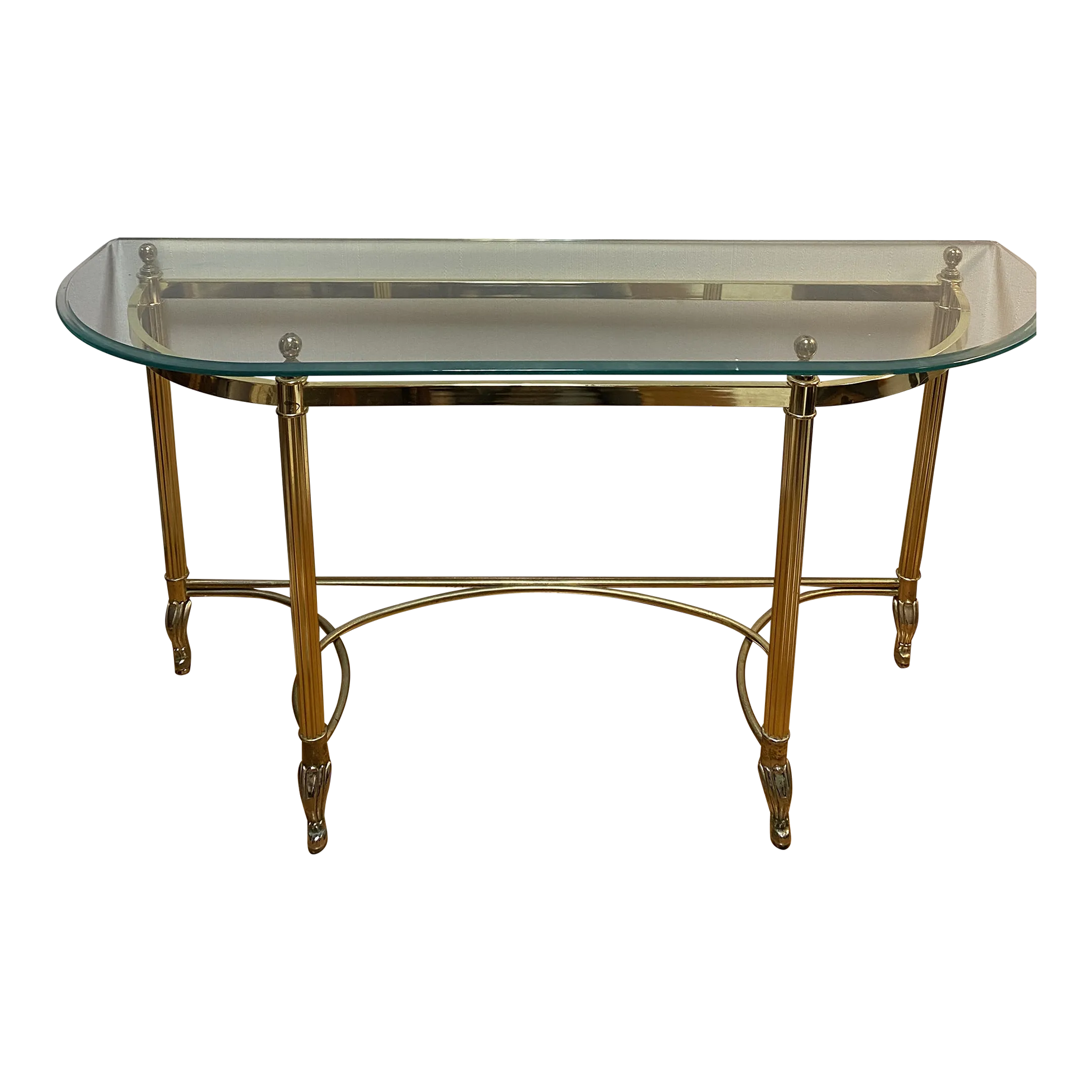 1970s LaBarge Brass Console Table With Beveled Glass Top Chairish