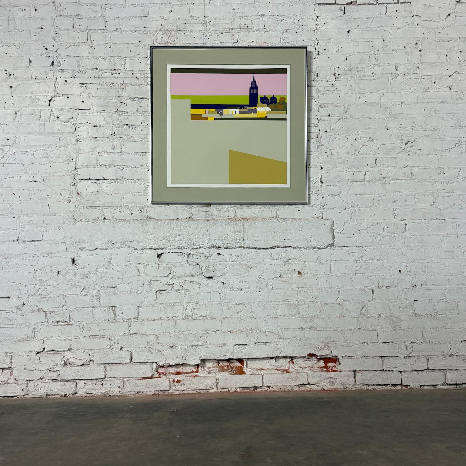 1980's Modern Abstract Serigraph Imp Print Titled Distant Land New