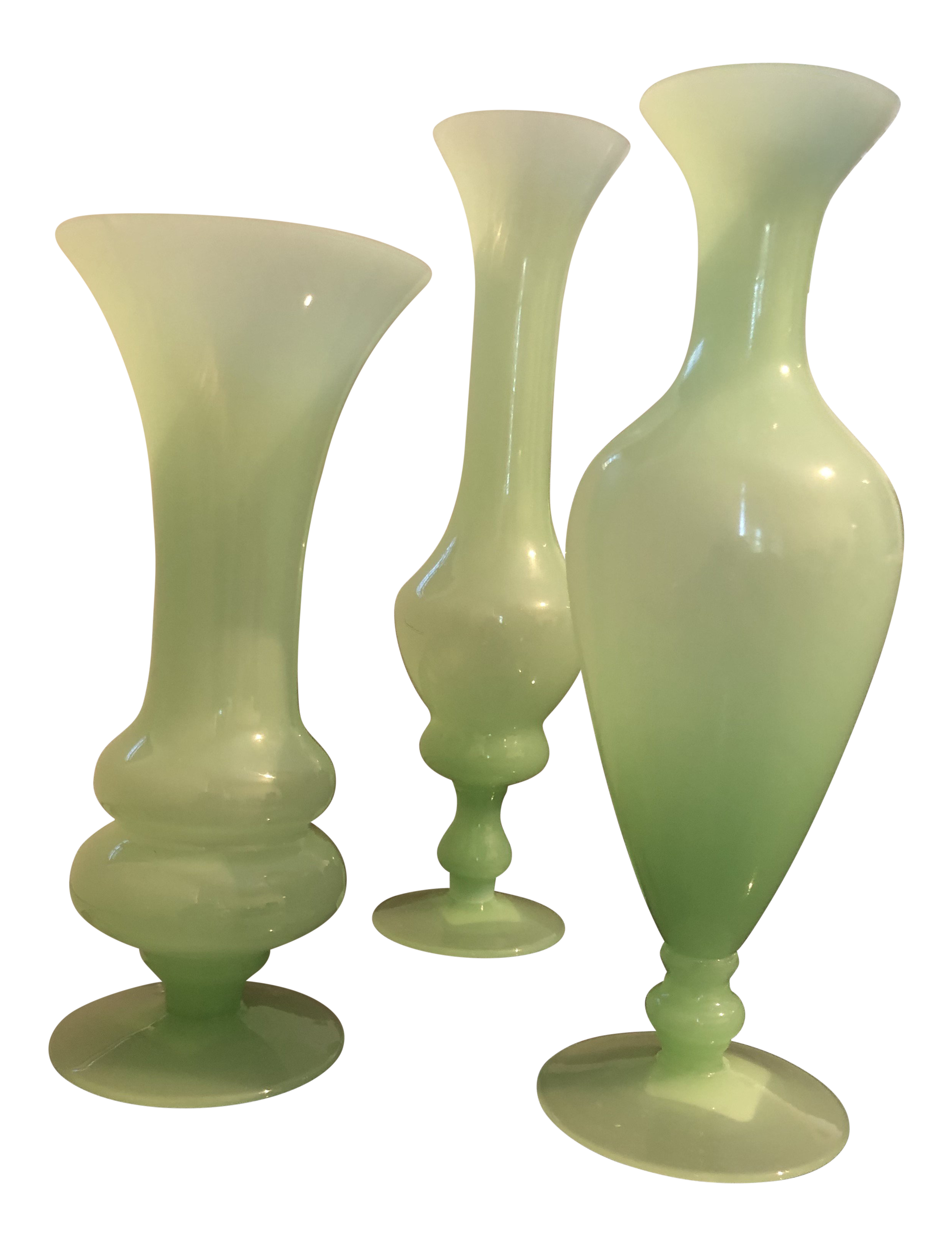 Contemporary Jade Green Vases Set Of 3 Chairish