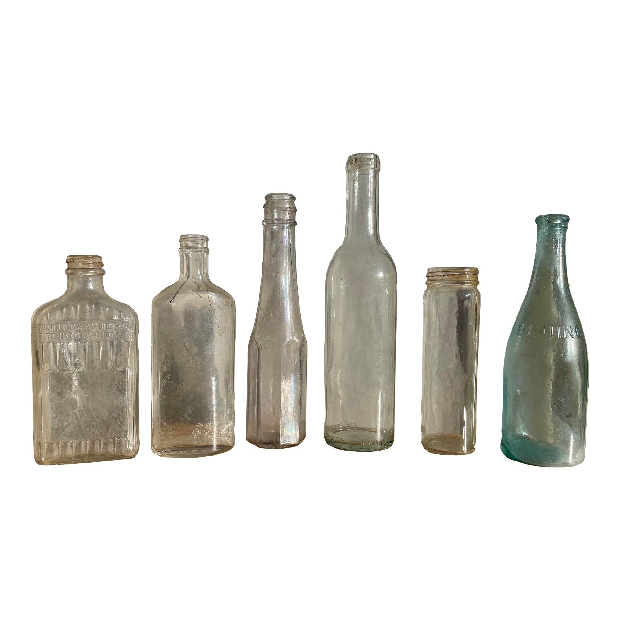 Early 20th Century Large Glass Bottle Collection Set of 6 Chairish