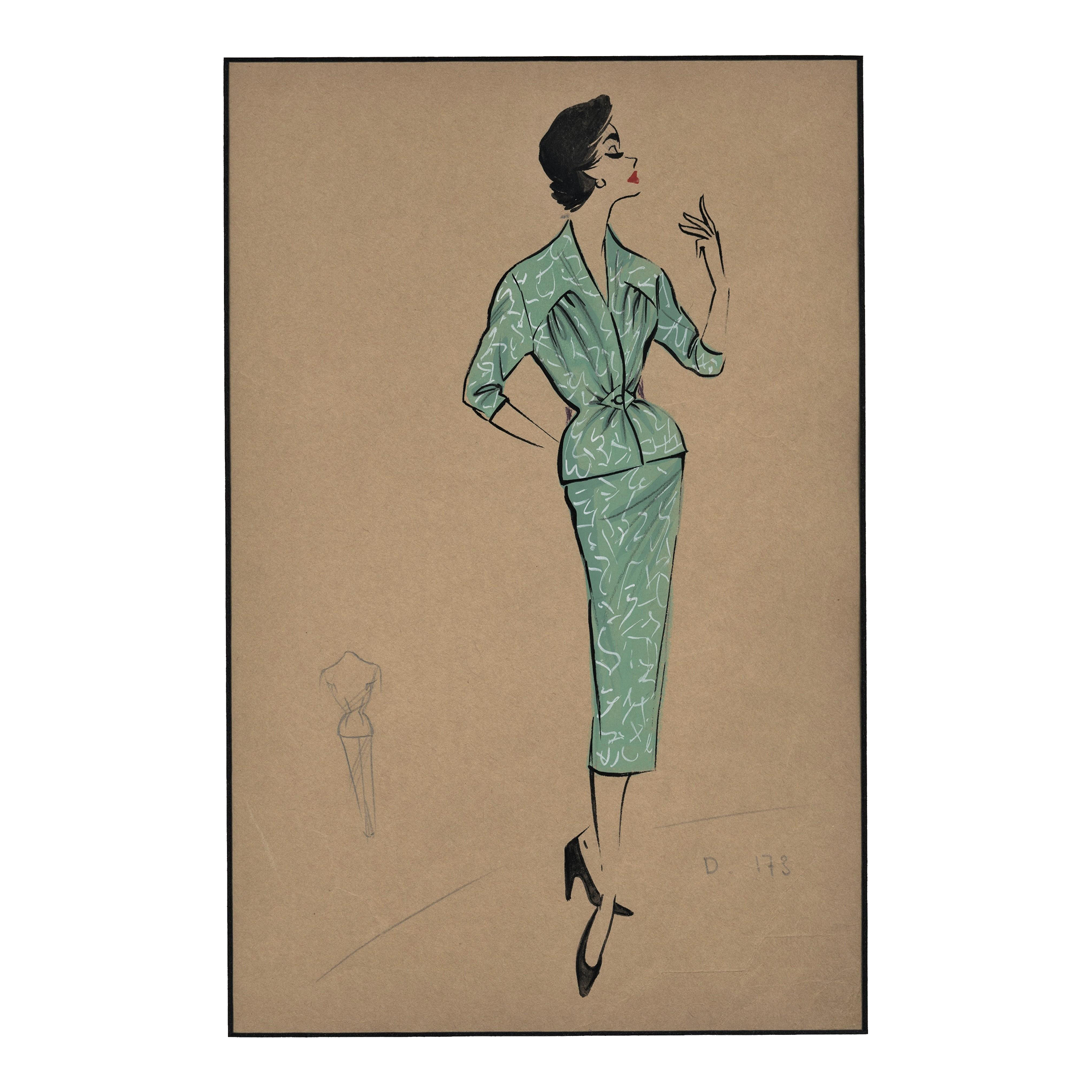 Vintage fashion shop drawing