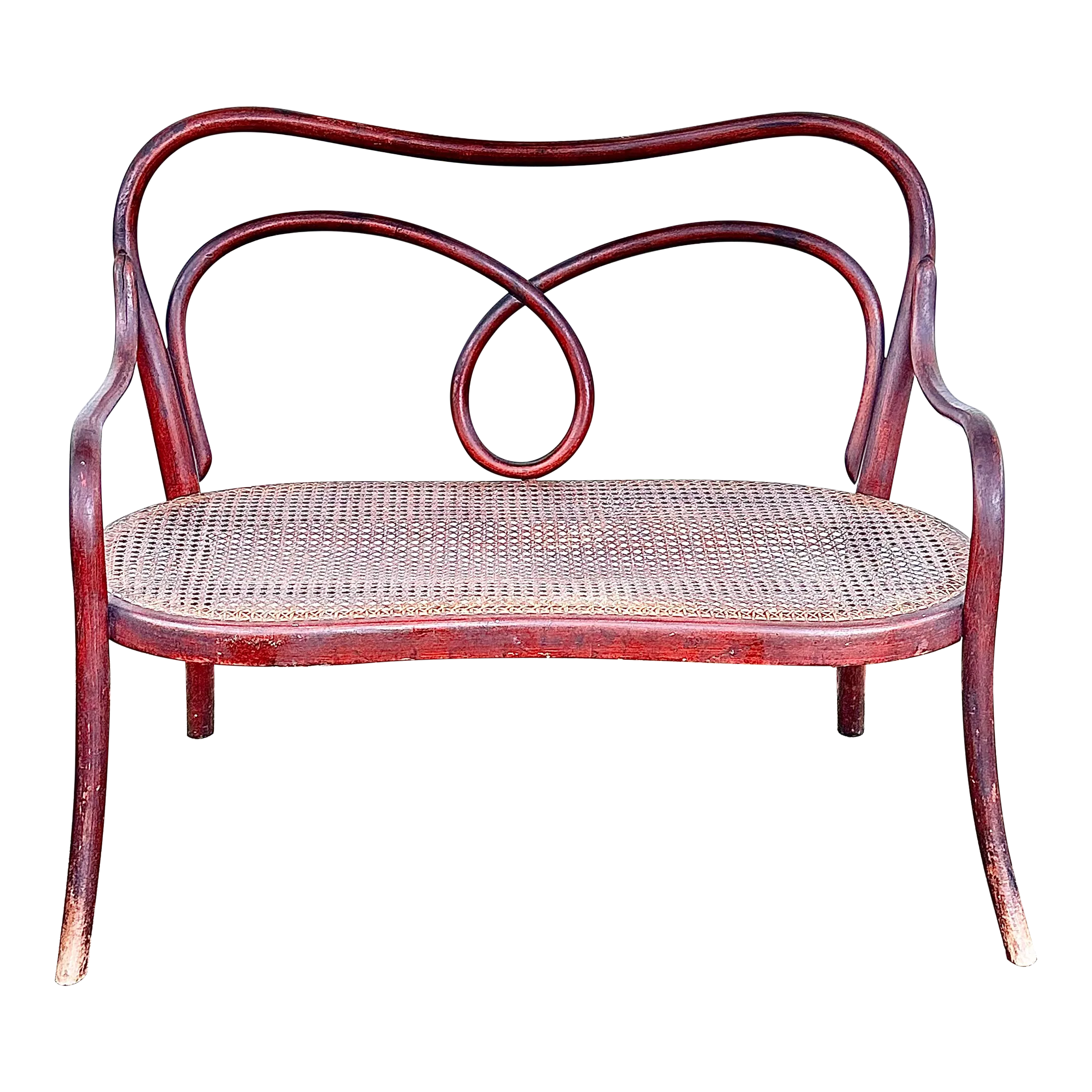 Antique Child’s Bentwood and Cane Bench