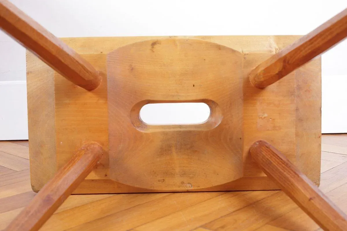 Vintage Czech Rustic Stool, 1940s