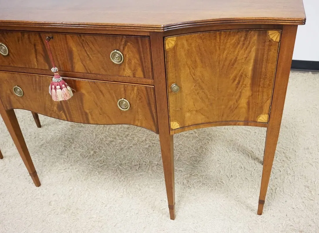 Federal-Style Inlaid Mahogany Sideboard Buffet With Tapered Legs