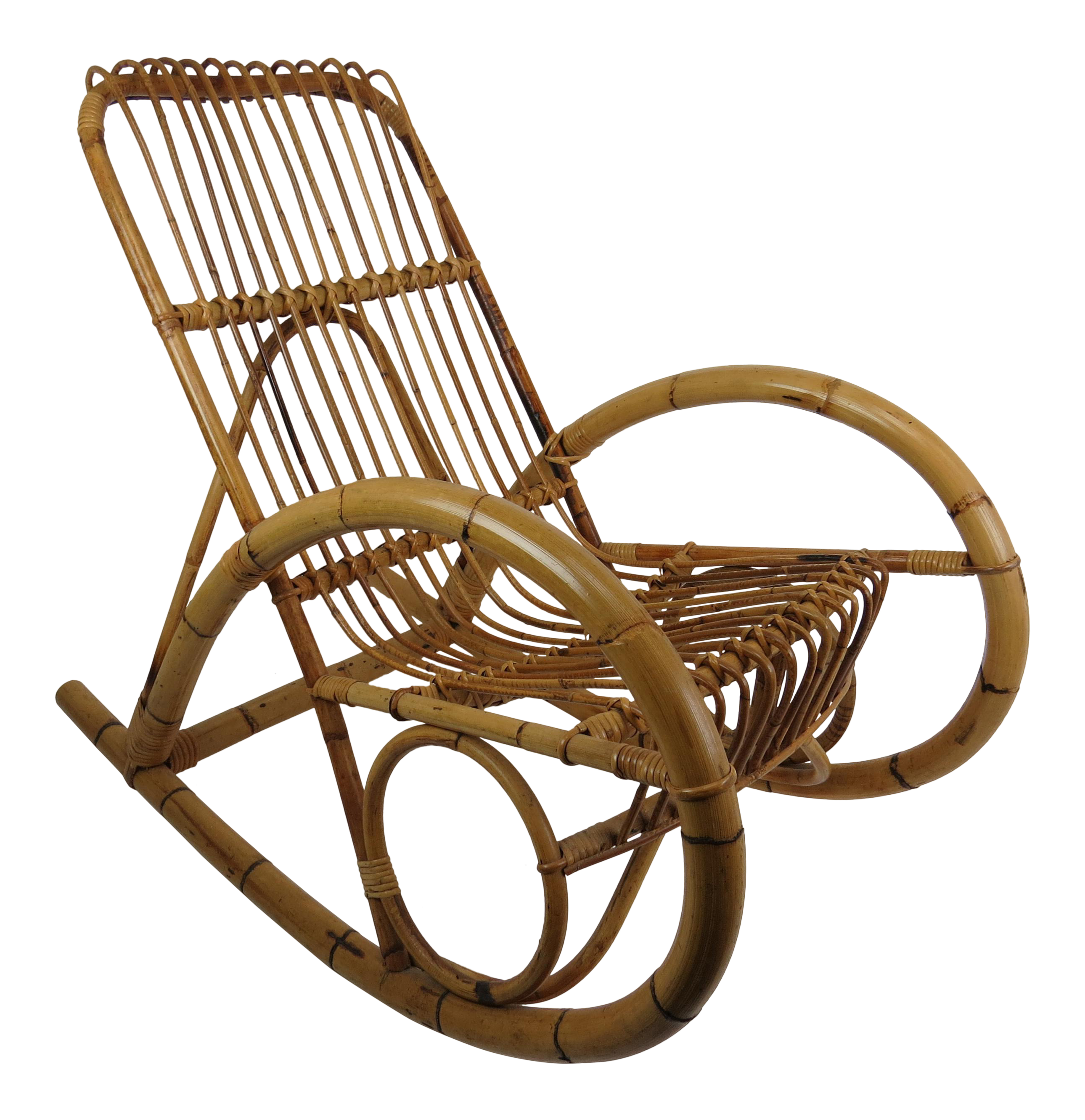 Vintage Franco Albini Style Bamboo Rocking Chair Chairish