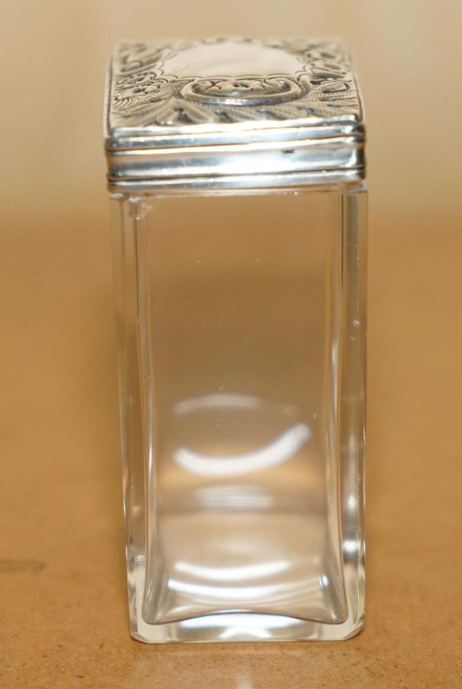 Antique Sterling Silver Perfume Bottle in Cut Glass Green & Clear Crystal from Frederick Wick & Sons, 1899