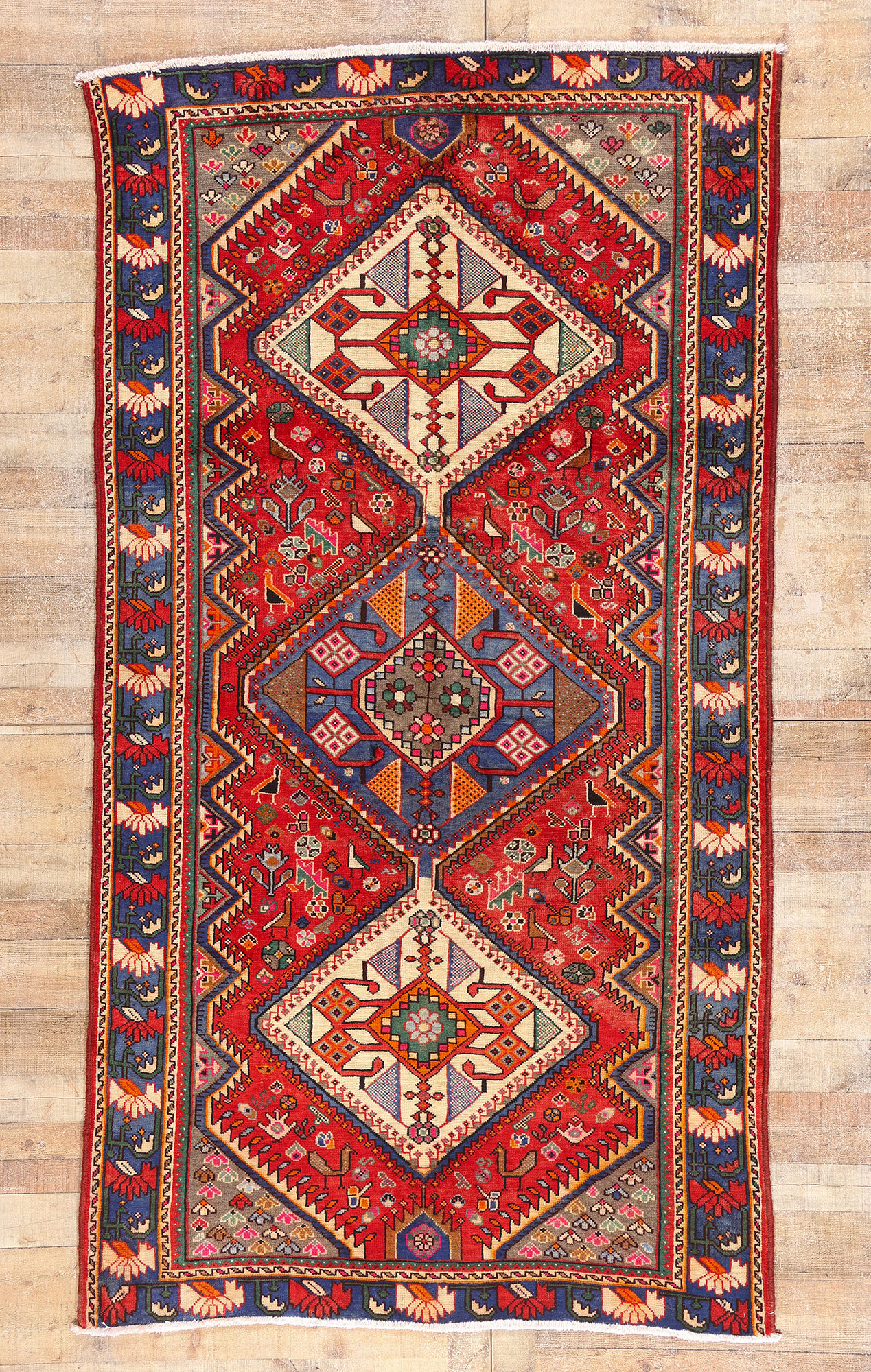 Vintage Persian Shiraz Rug, 05'04 X 10'00 | Chairish