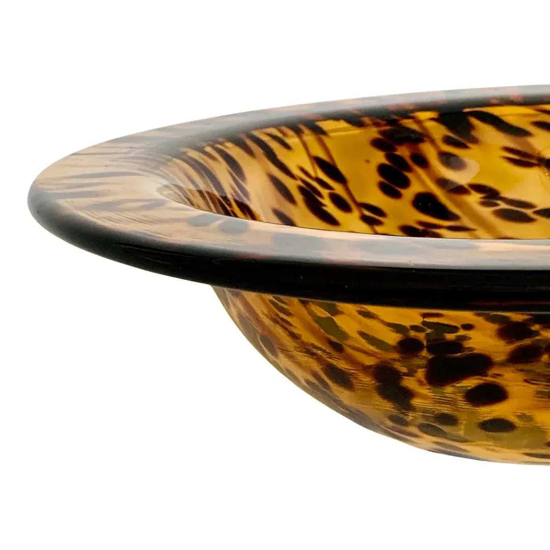 Vintage Italian Murano Style Amber Tortoise Shell Glass Large