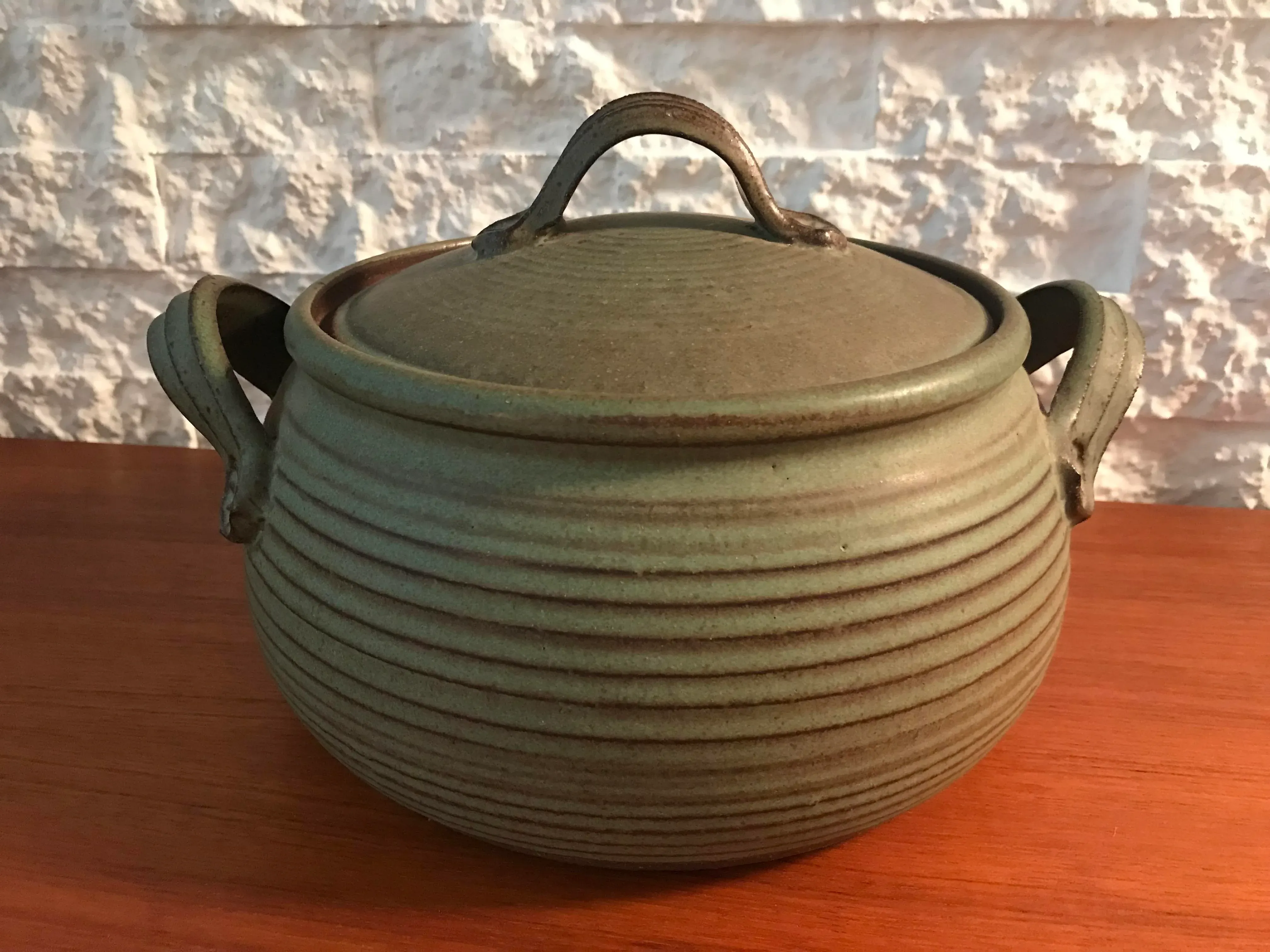 Circa 1950s Vintage Mid-Century Modern Skala American Studio Art Pottery Lidded Vessel