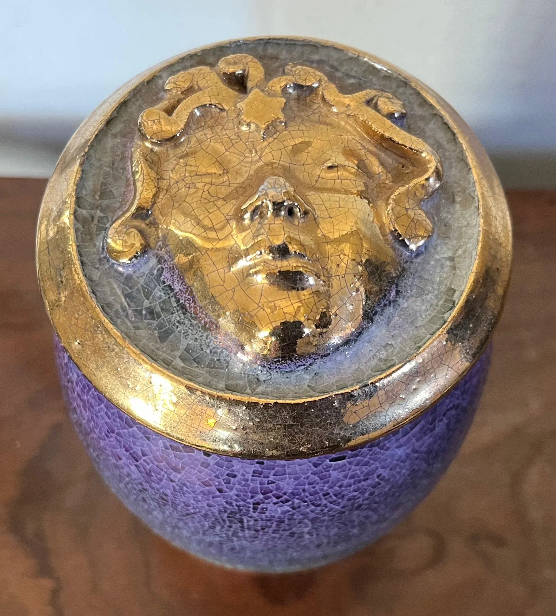 Art Pottery Medusa Jar & Cover | Chairish