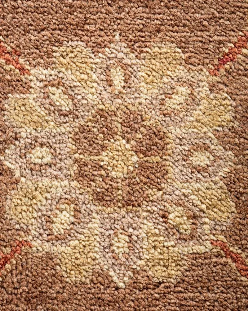 Eclectic, One-of-a-Kind Hand-Knotted Area Rug in Brown, 12\' 0\