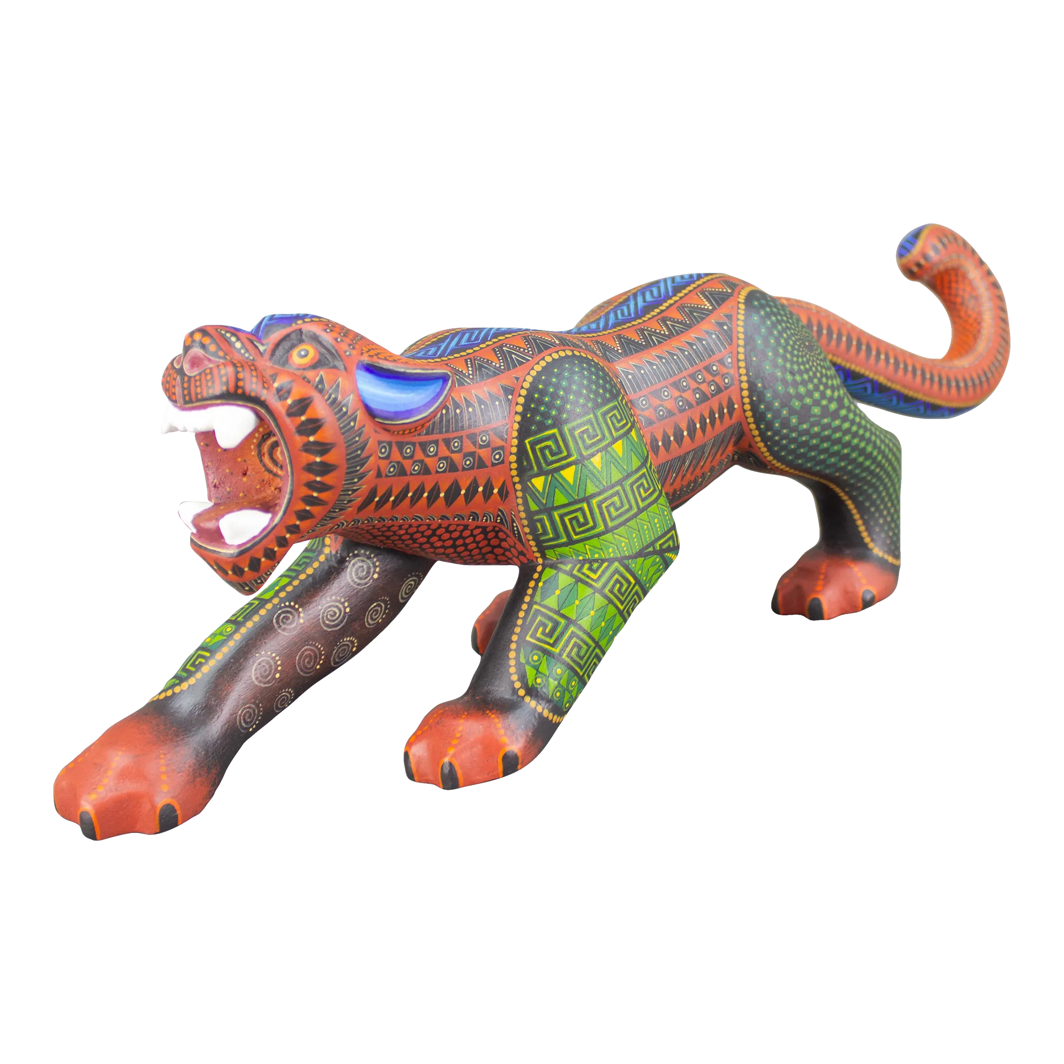 Pablo and Lucy Mendez Oaxacan Wood Carving Jaguar Mexican