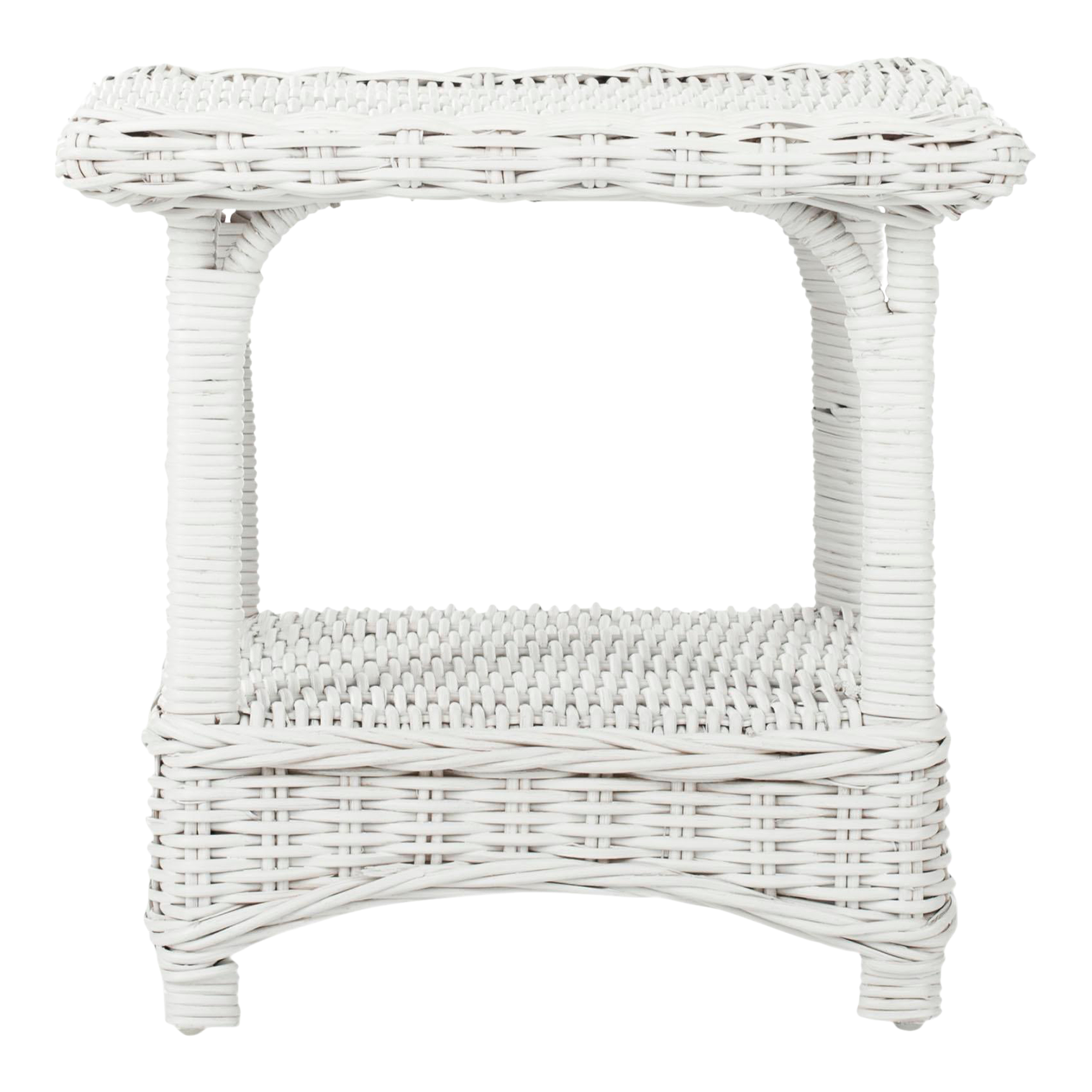 Rattan Side Table in White Chairish