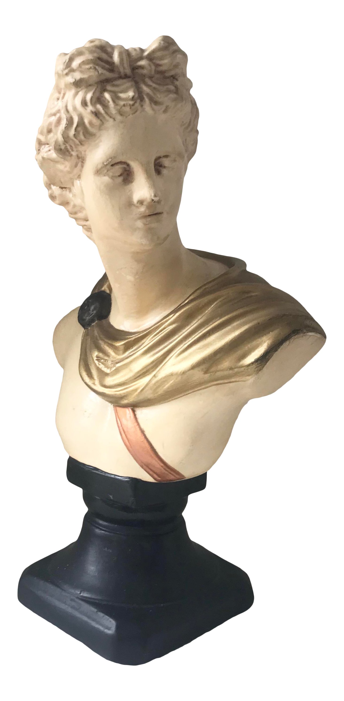 Painted Greek Figurine Apollo Bust | Chairish