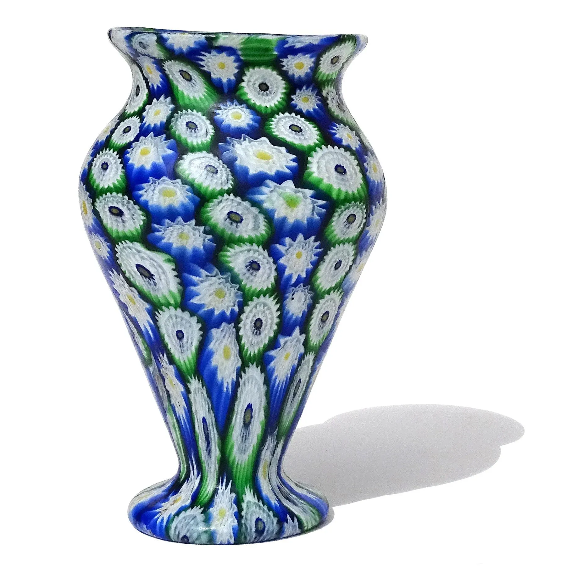 Fratelli Toso Murano Antique Blue Green White Millefiori