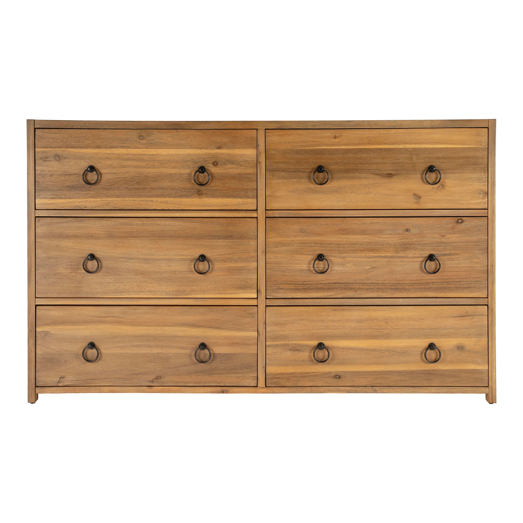 Lark 6 Drawer Natural Wood Dresser, Light Brown | Chairish