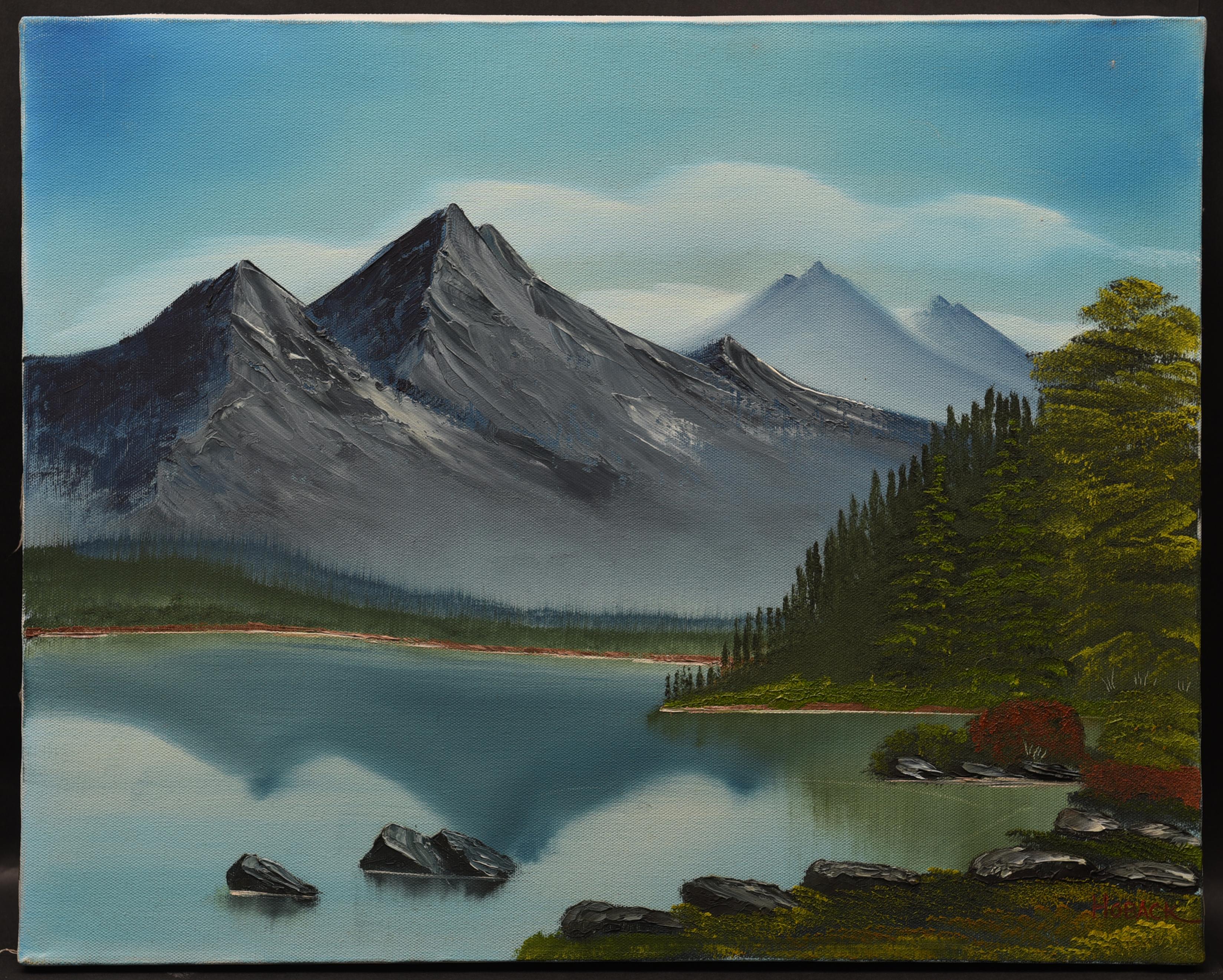 1980s Mountain Serenity Oil on Canvas by Hoback | Chairish