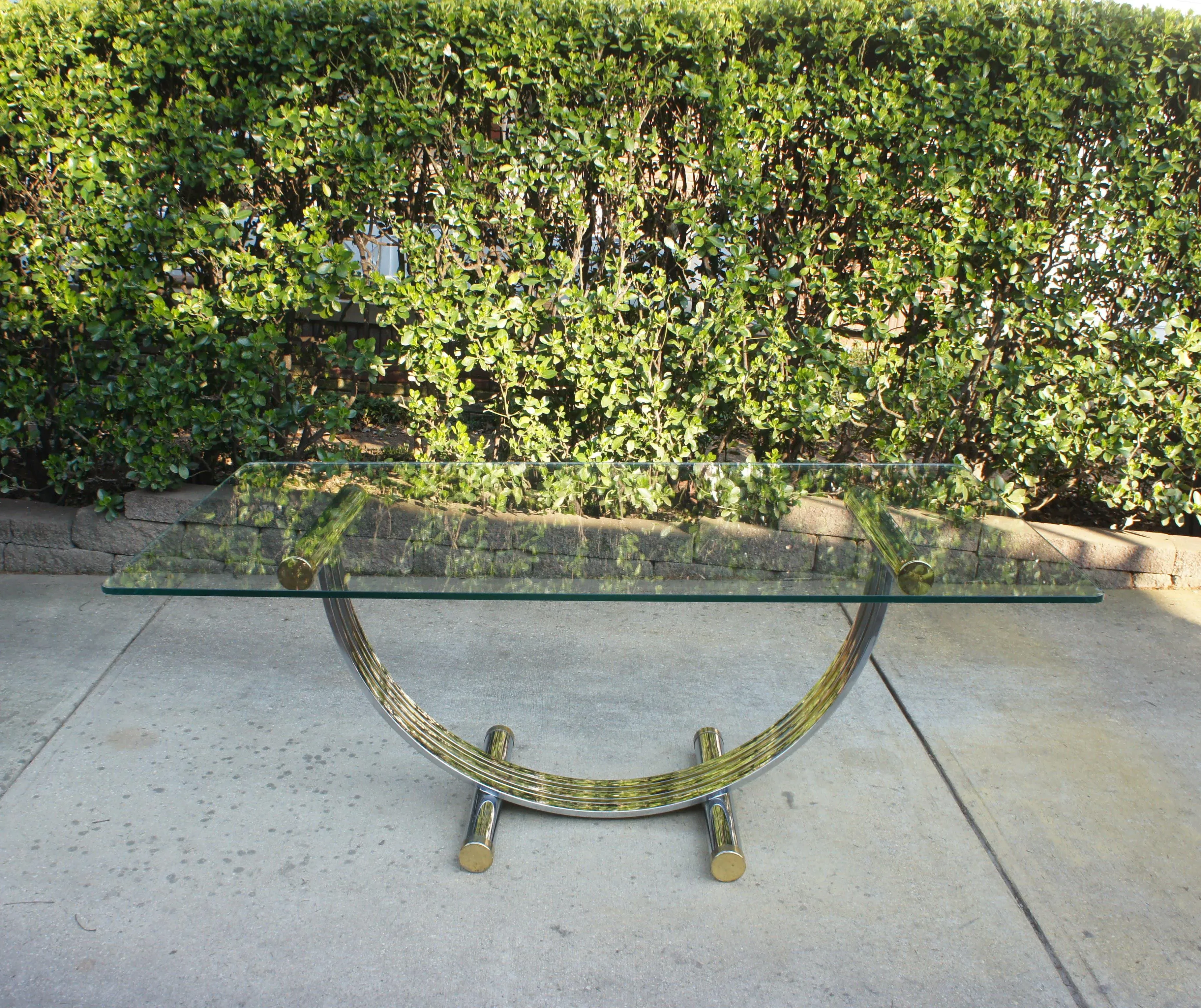 Vintage Chrome and Brass Romeo Rega Harp Dining Table