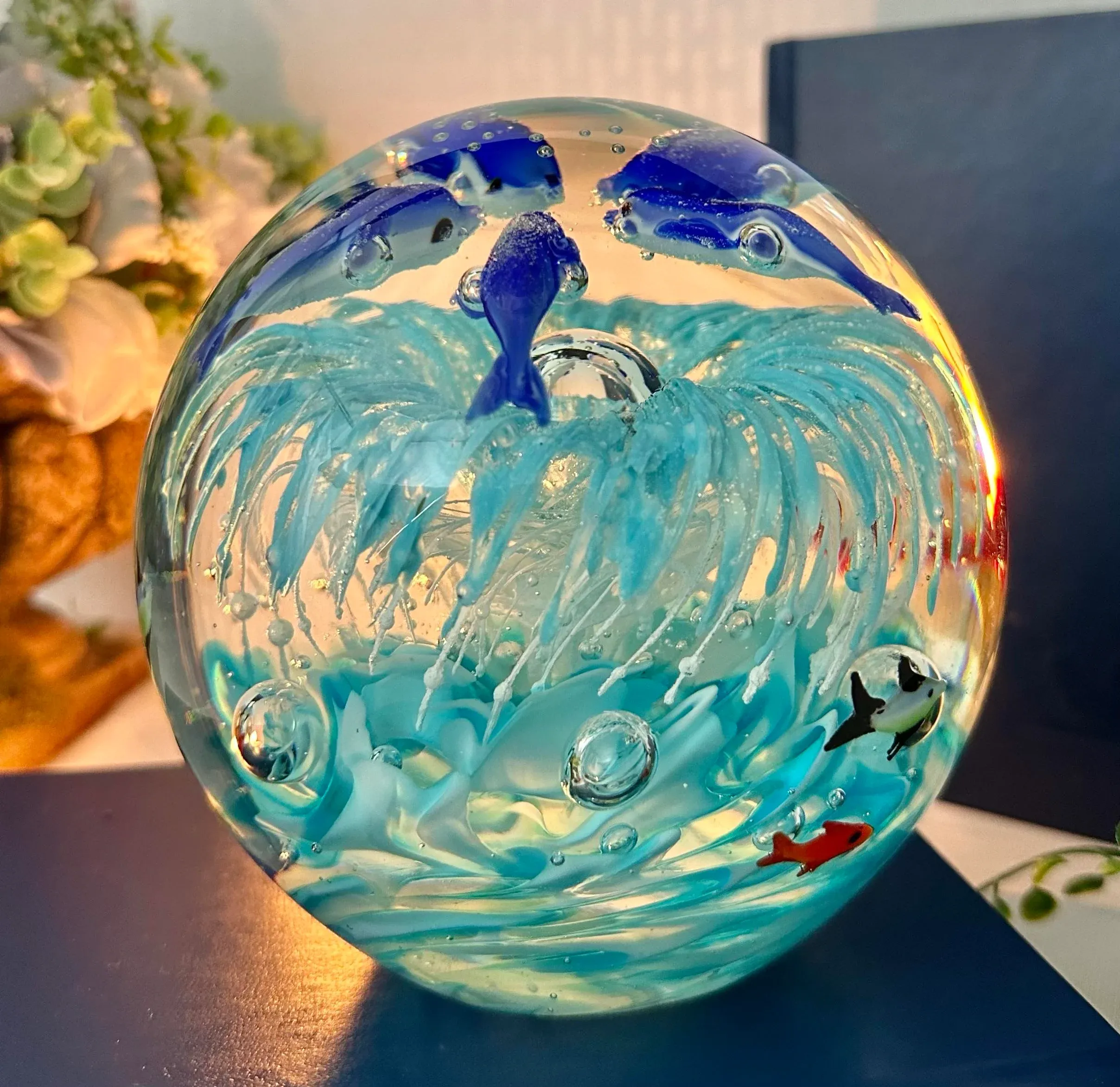 Late 20th Century Murano Style Art Bubble Fish / Dolphin