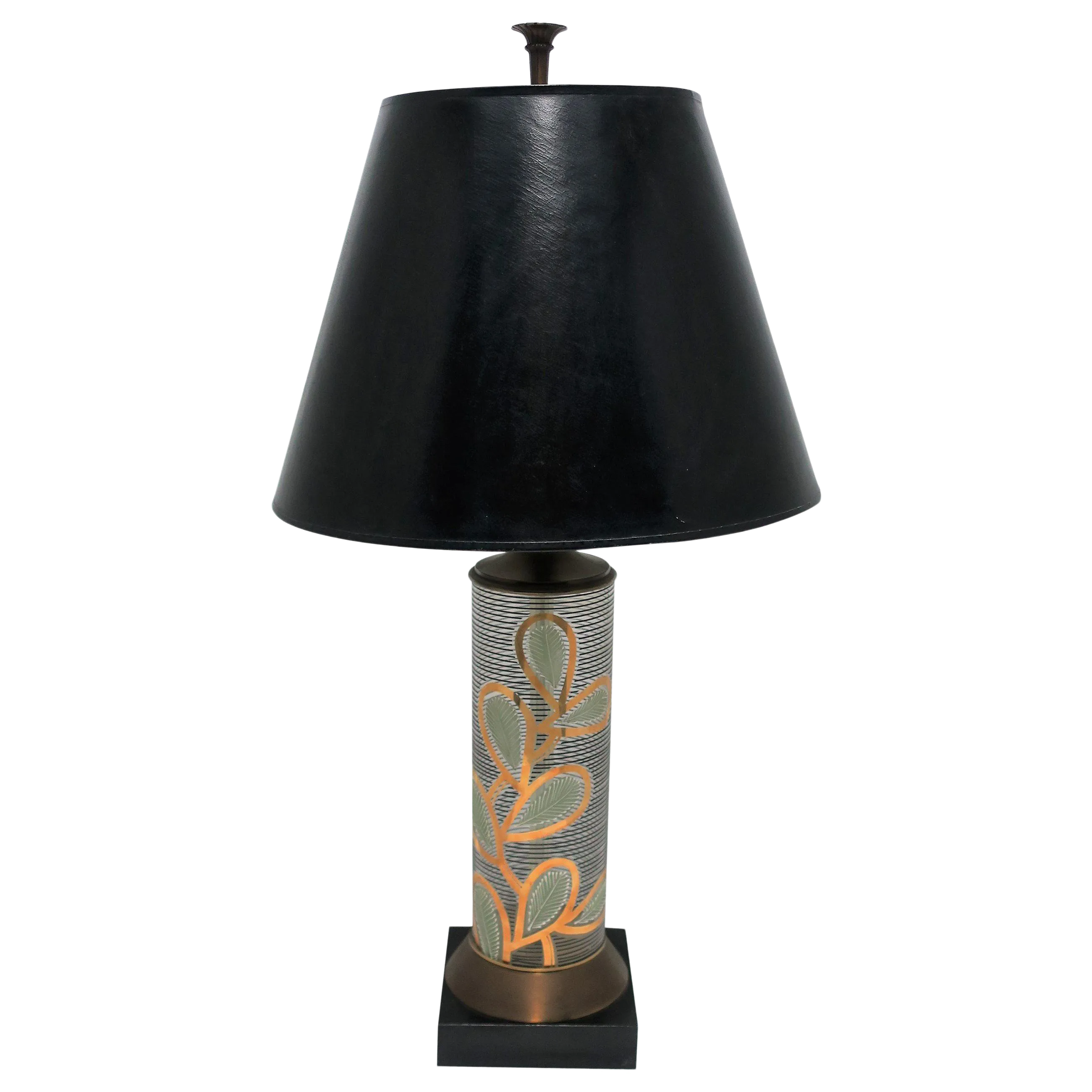 Midcentury Modern Black and Gold Glass and Brass Desk or Table Lamp Chairish