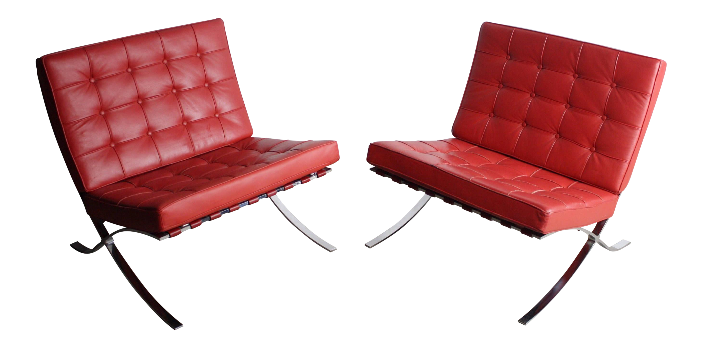 Red Barcelona Chairs  A Pair  Chairish