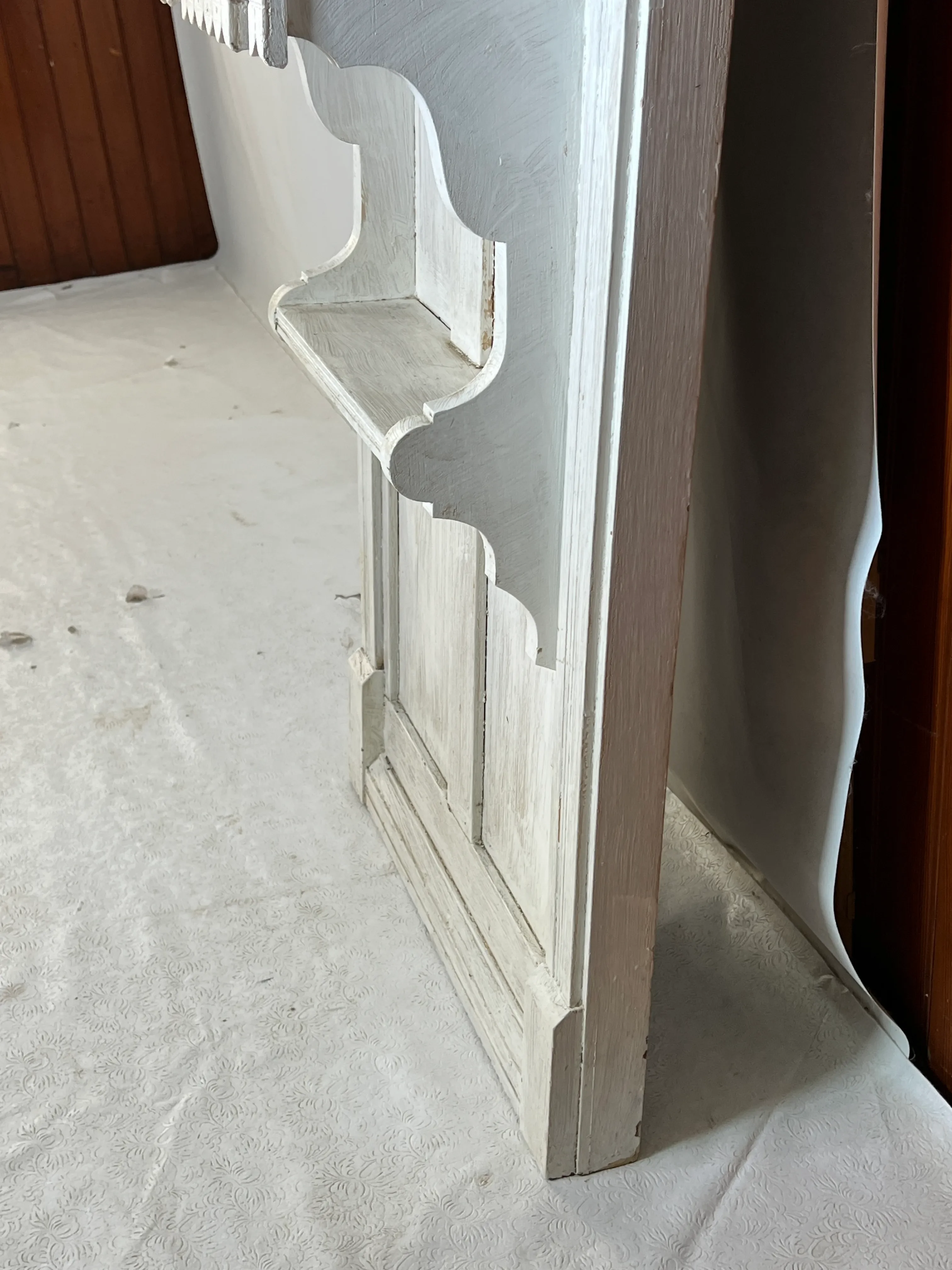 Antique Eastlake Pier Mirror With Marble Shelf