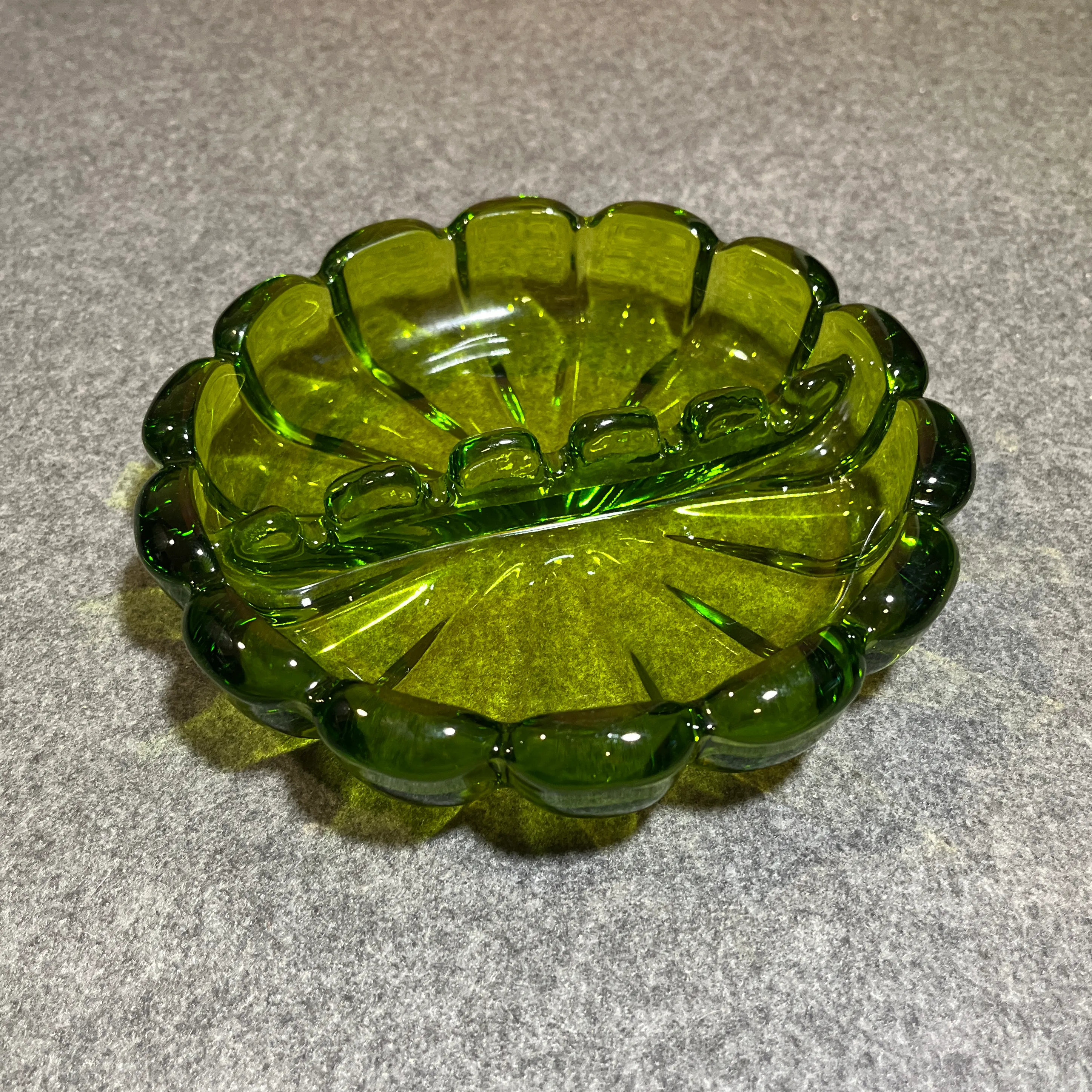 Mid 20th Century Viking Glass Avocado Green Ashtray | Chairish