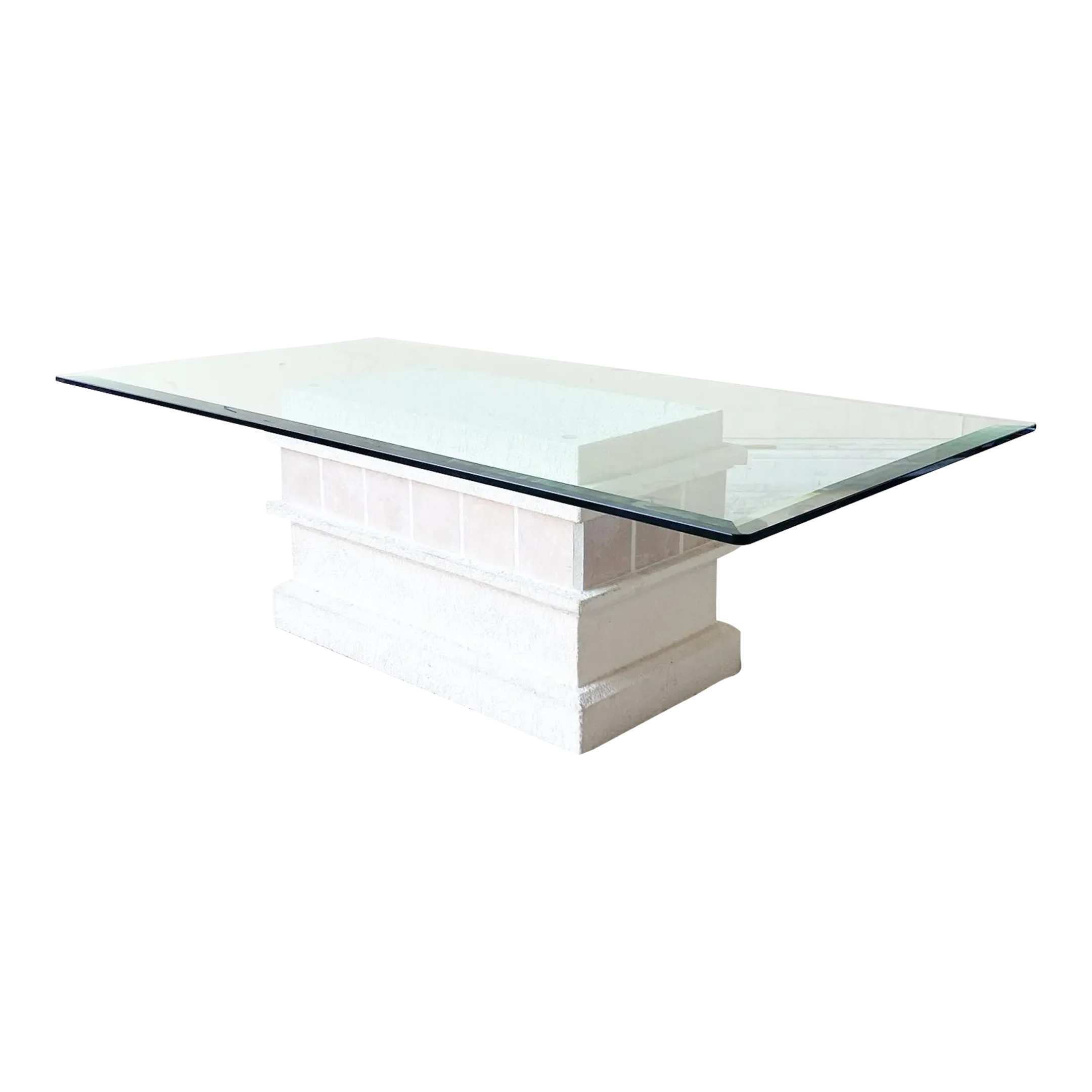 Postmodern Pink Ceramic and Stucco Glass Top Coffee Table Chairish