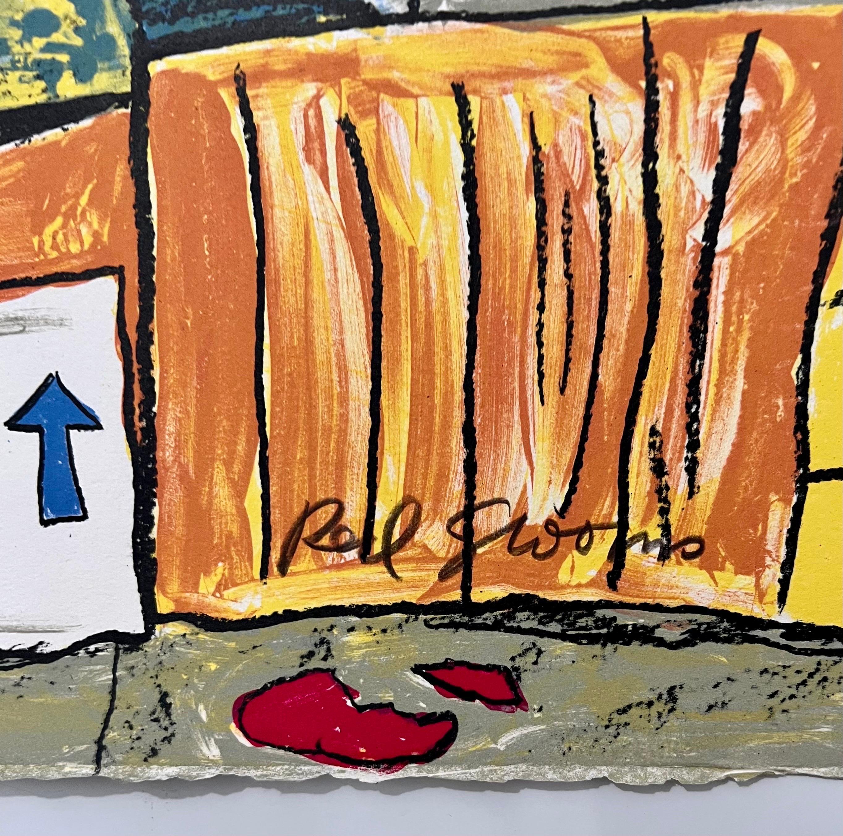 Red Grooms, Red Grooms Canal St Chinatown Manhattan New York City Lithograph Cartoon Pop Art, 1993