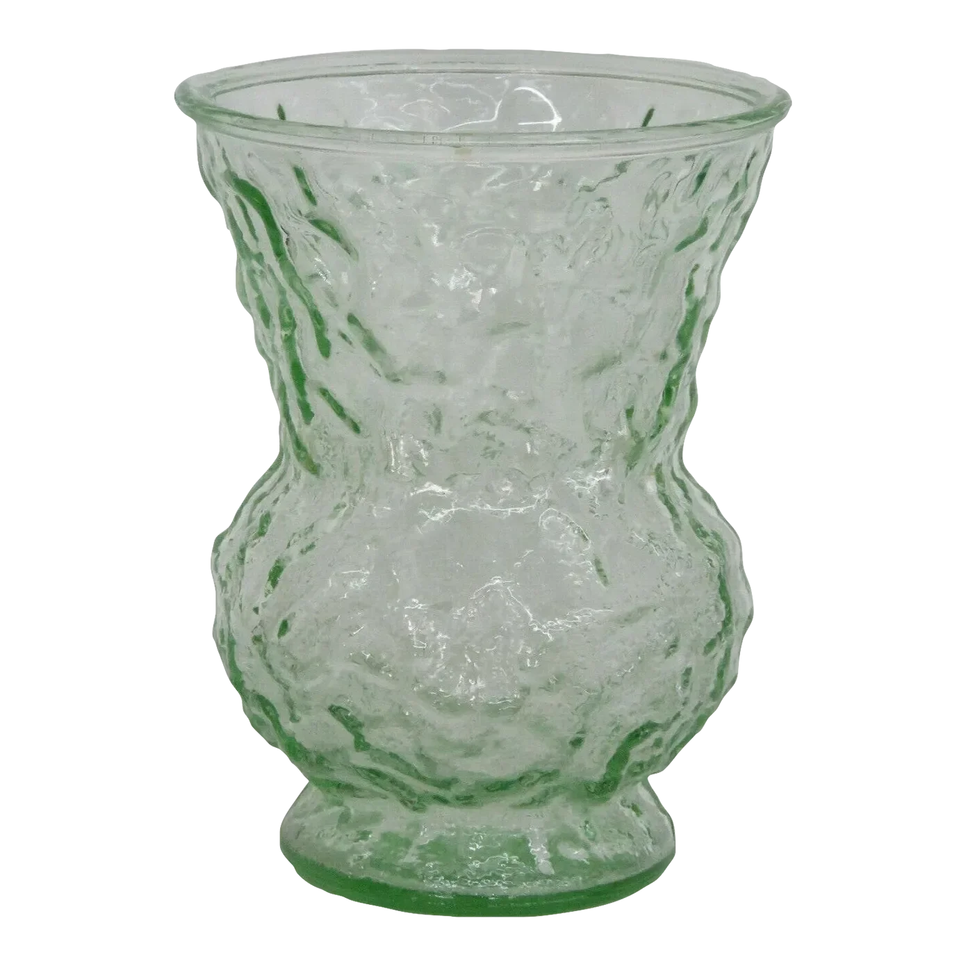 Hoosier Glass Co Green Depression Glass Pebble Rippled Vase