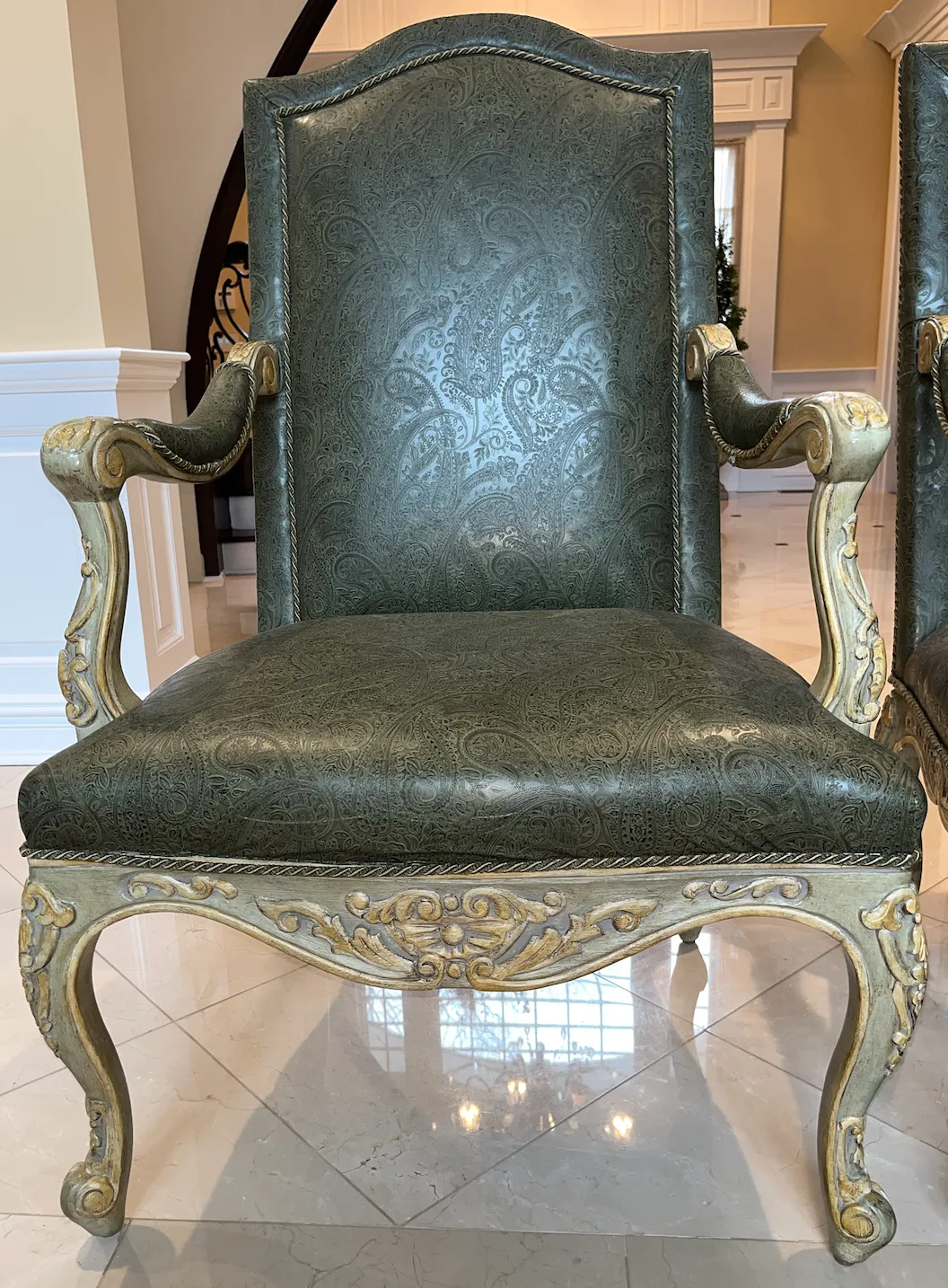 Excellent Condition PRADA Logo ShirtSet of 2, Century Furniture High Back Arm Chairs