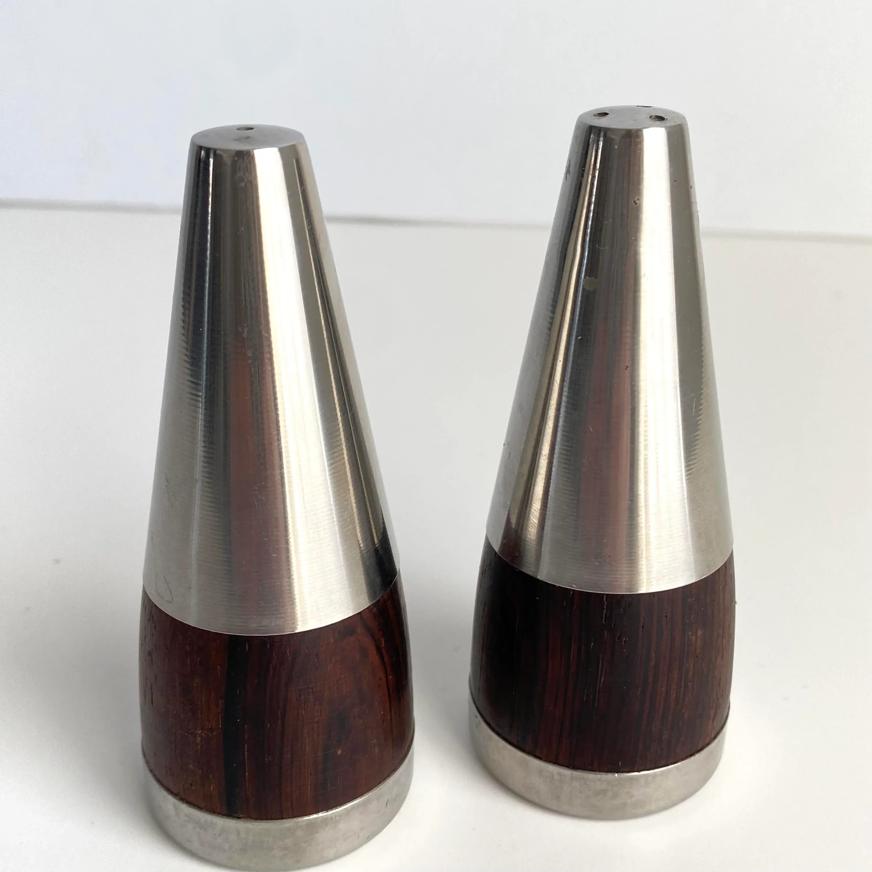Mid Century Danish Modern 1960s Rosewood \u0026 Stainless Steel Lundtofte Salt \u0026  Pepper Shakers, image size:3024x3024