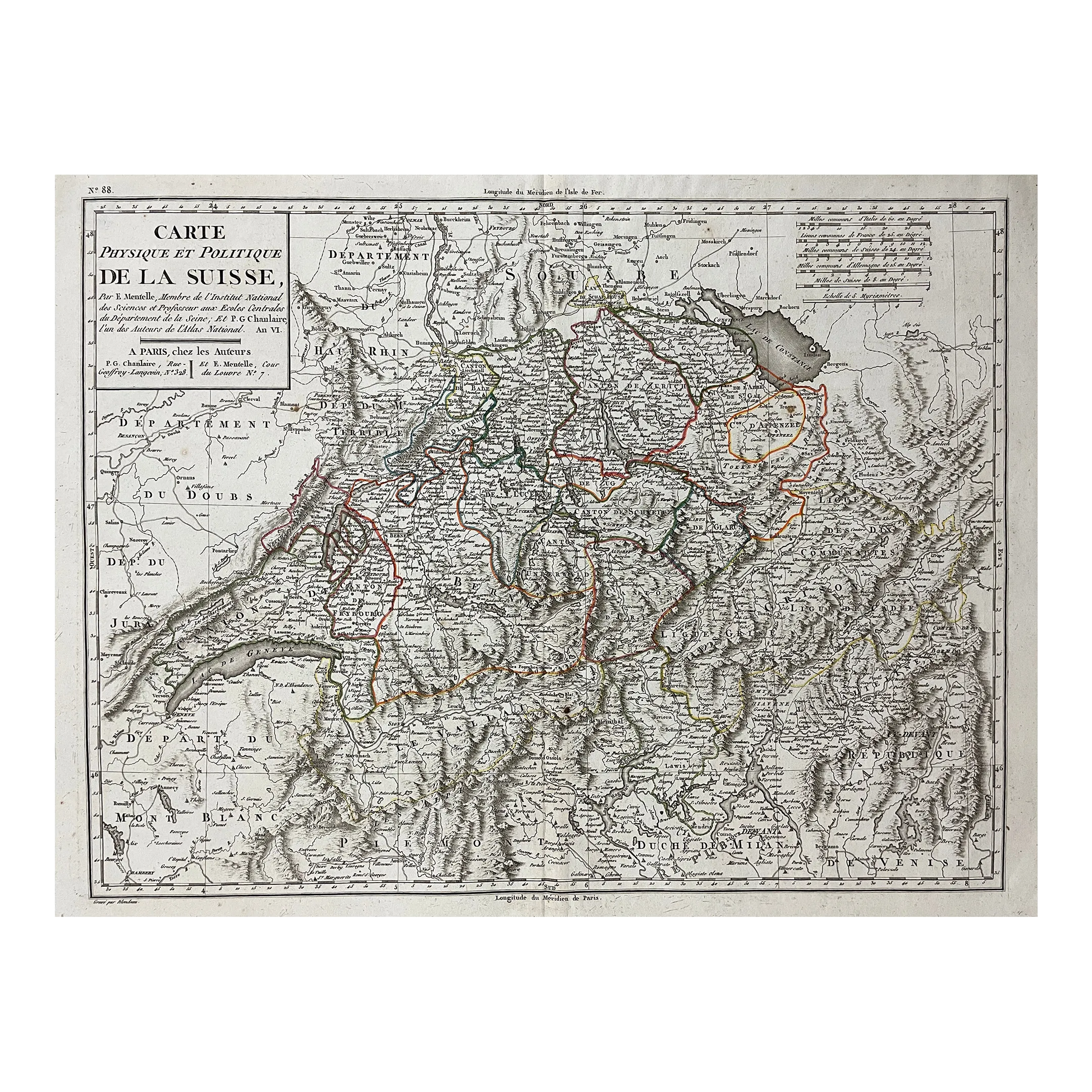 18th Century Antique Map of Switzerland | Chairish