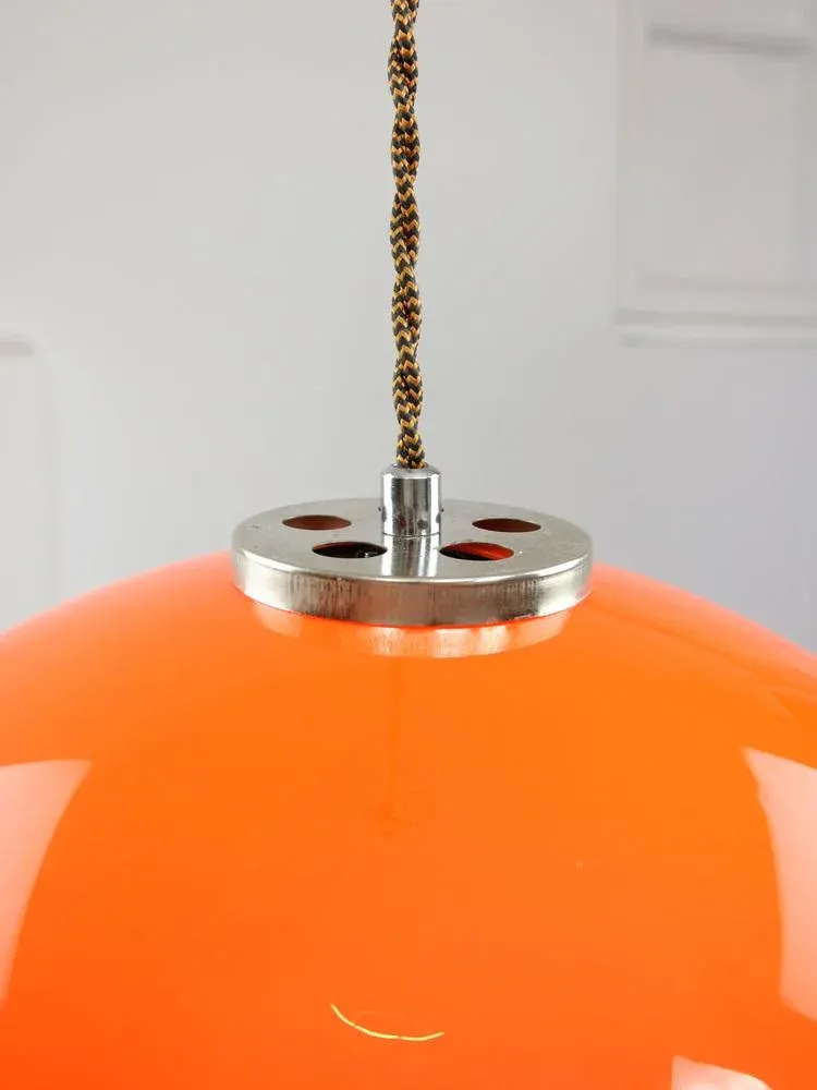Italian Space Age Pendant in Chrome and Acrylic Glass, 1970s