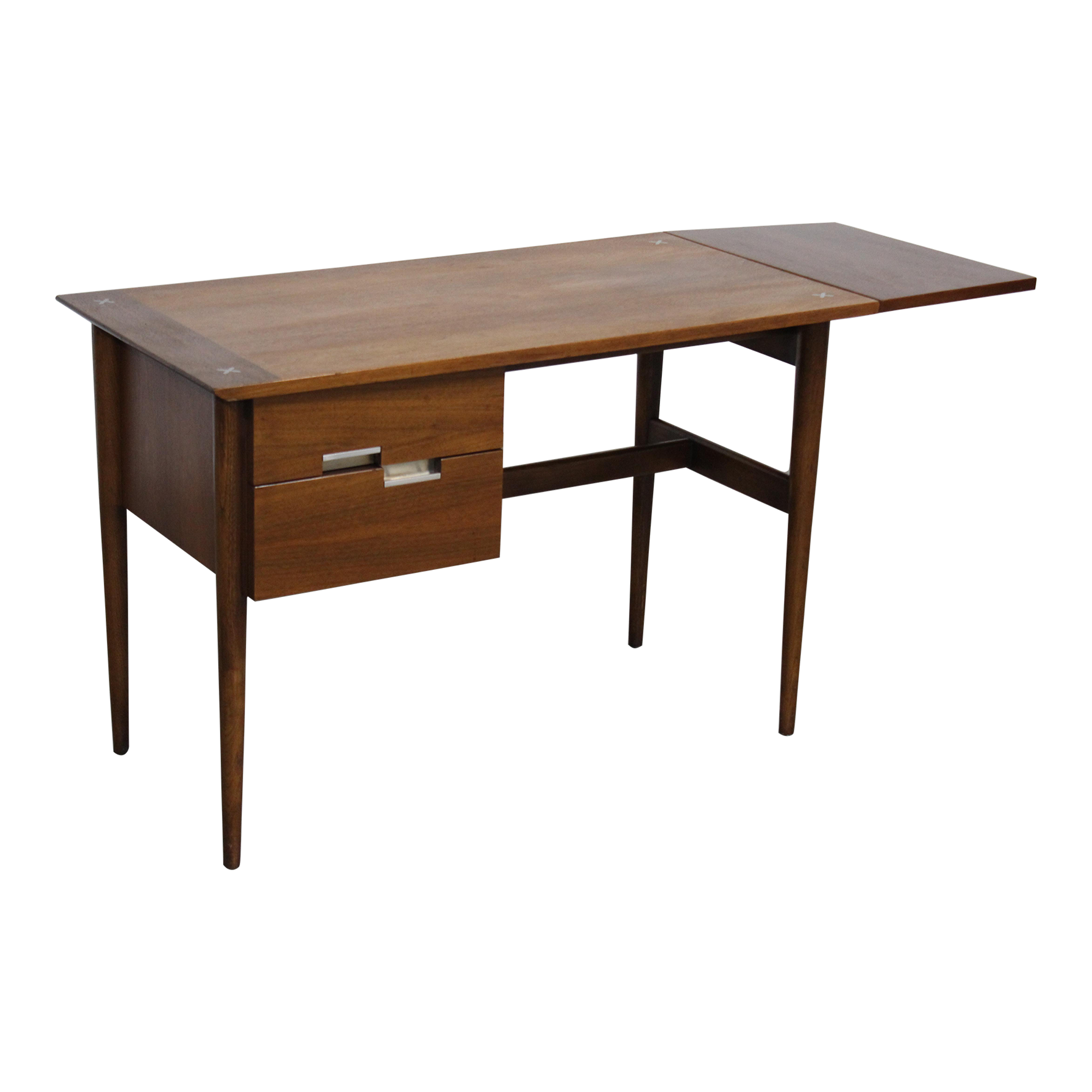 MidCentury Desk Danish Modern Meron Gershun Walnut Drop Side Desk