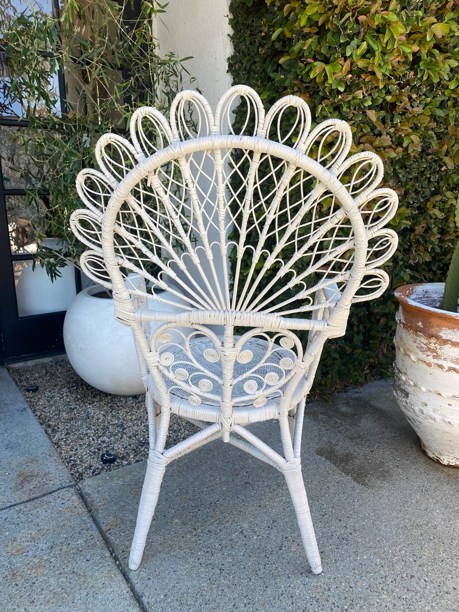 Mid 20th Century Vintage Painted Wicker Chair | Chairish