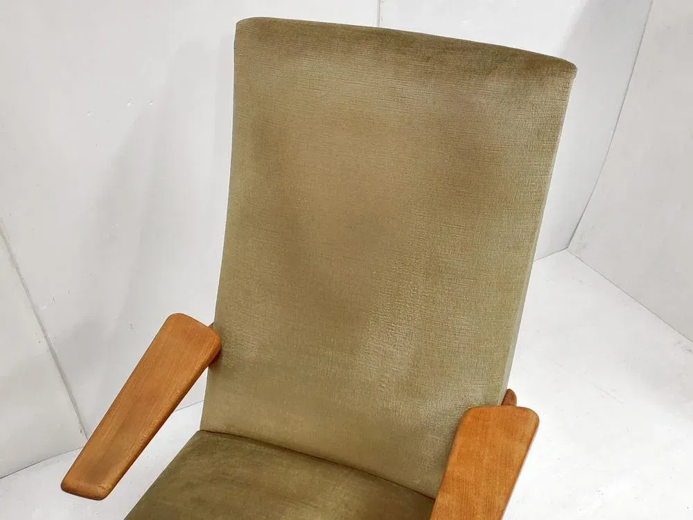 Mid-Century Chair in Wood and Velvet for Parker Knoll, 1950s