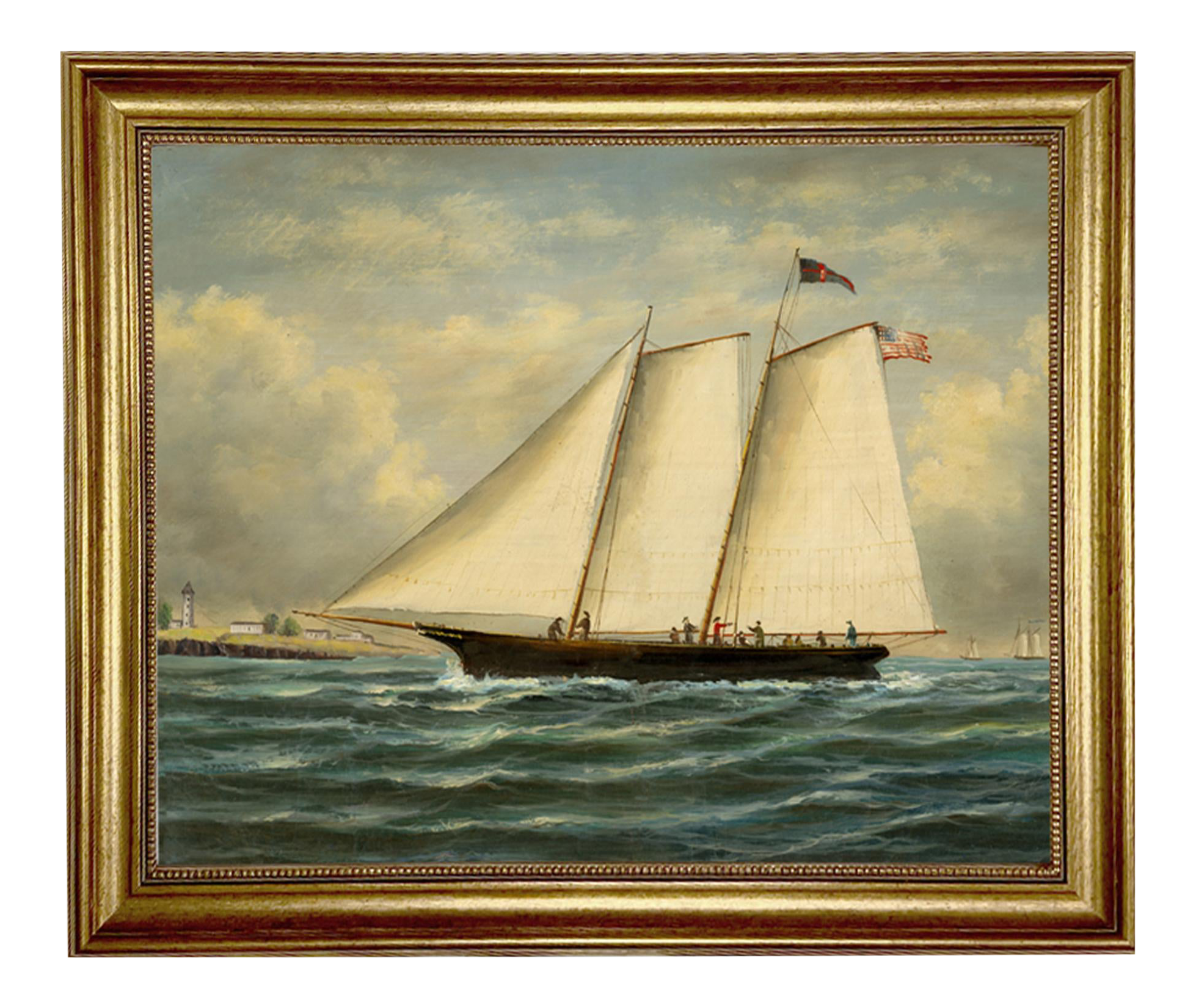 America Framed Oil Painting Print On Canvas In Antiqued Gold Frame Chairish