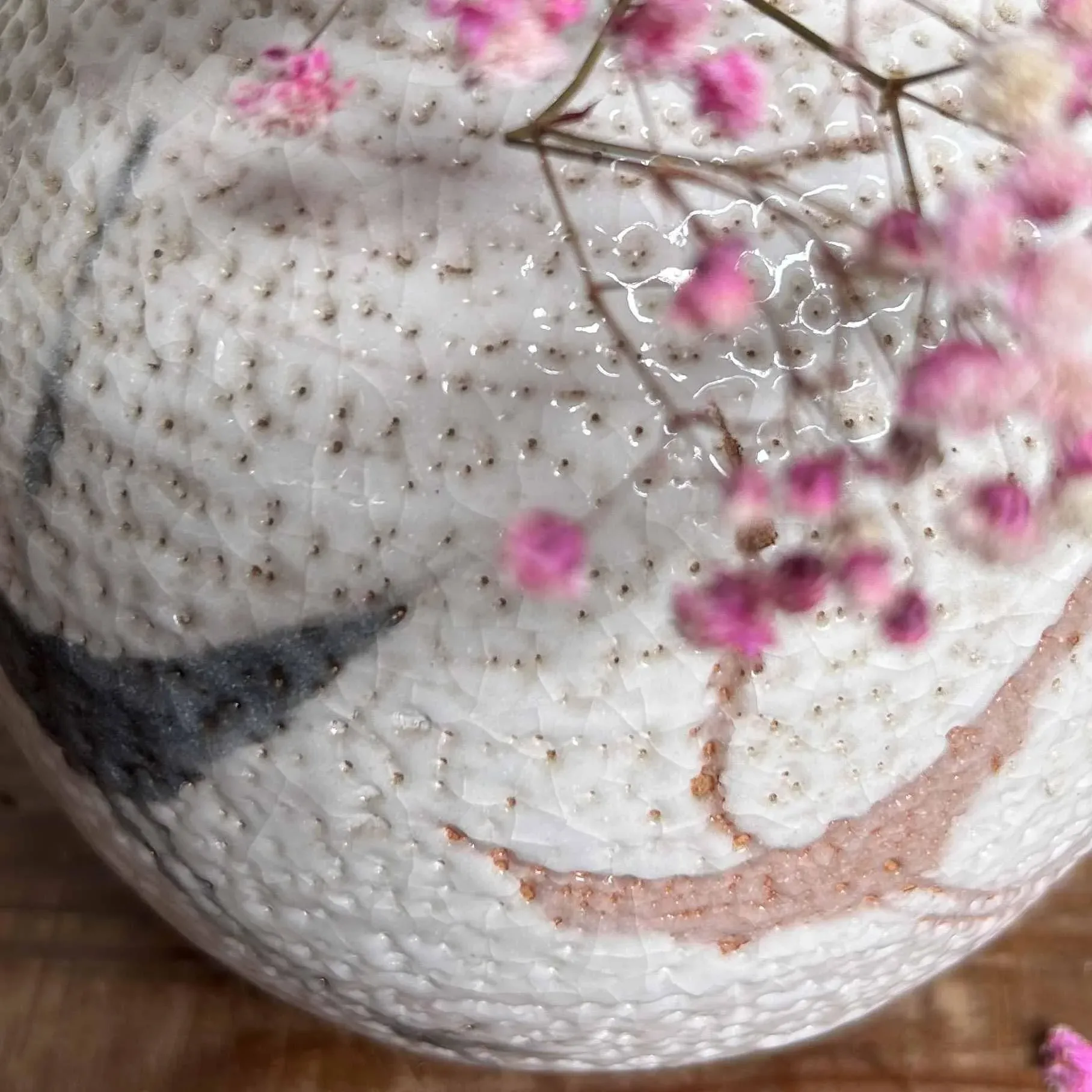 Kikyoya Platycodon House Kiln Shino Ware Ikebana Vase, Japan, 1960s