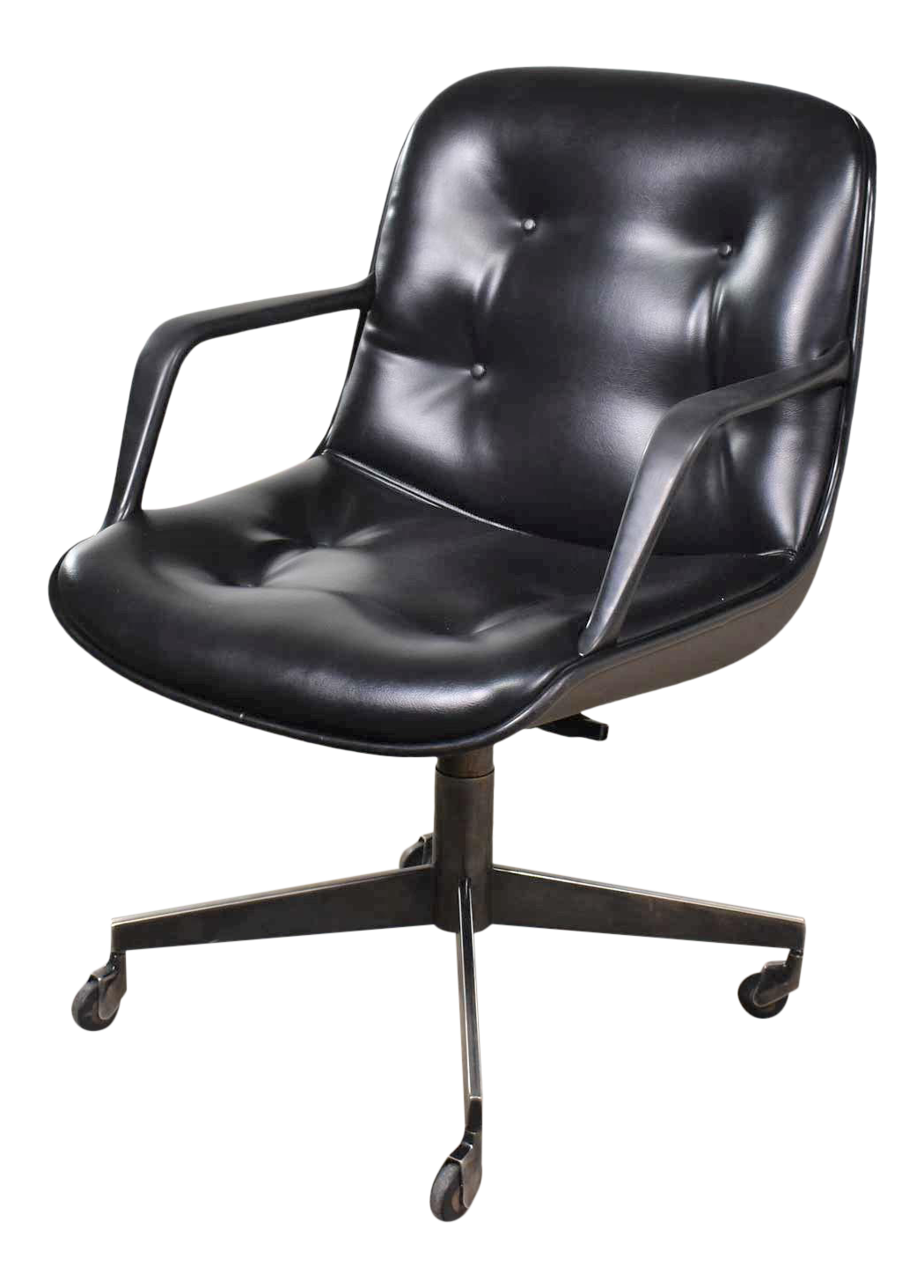 vintage modern black vinyl faux leather steelcase 451 office chair style  pollock for knoll